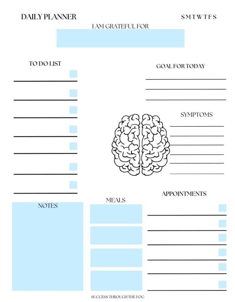 Printable Brain Injury Daily Planner Etsy