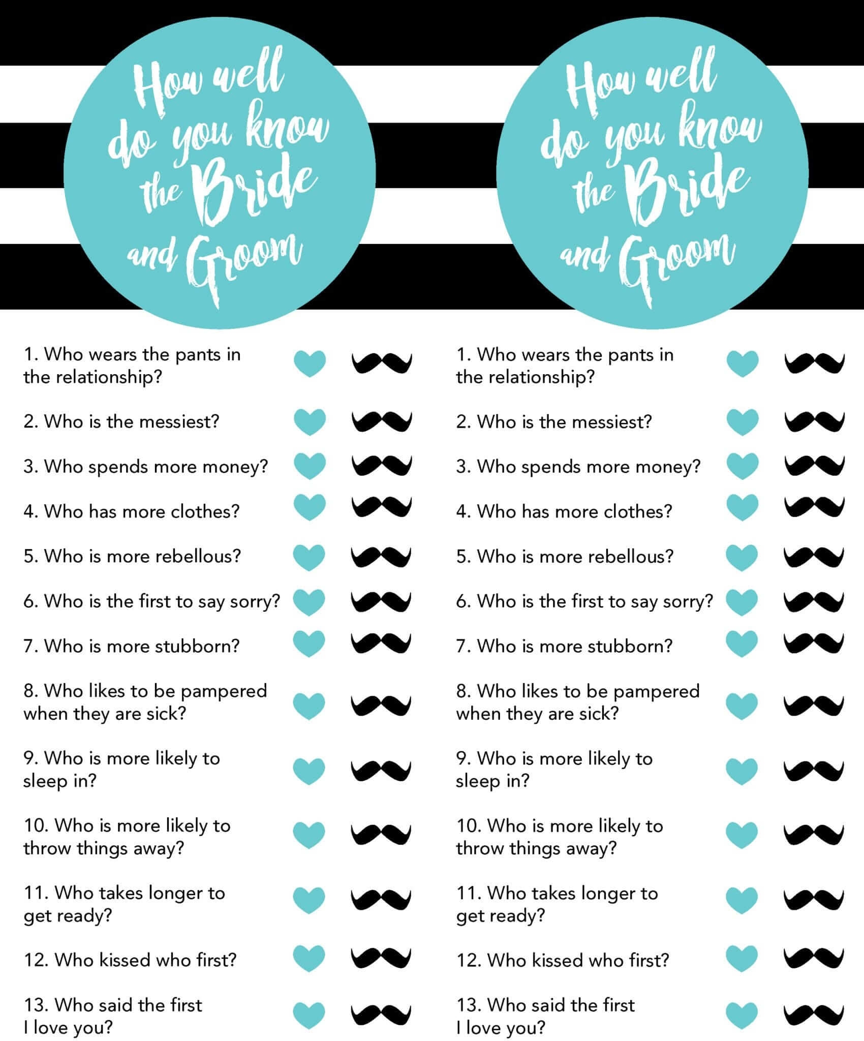 Printable Bridal Hot Sale Shower Games
