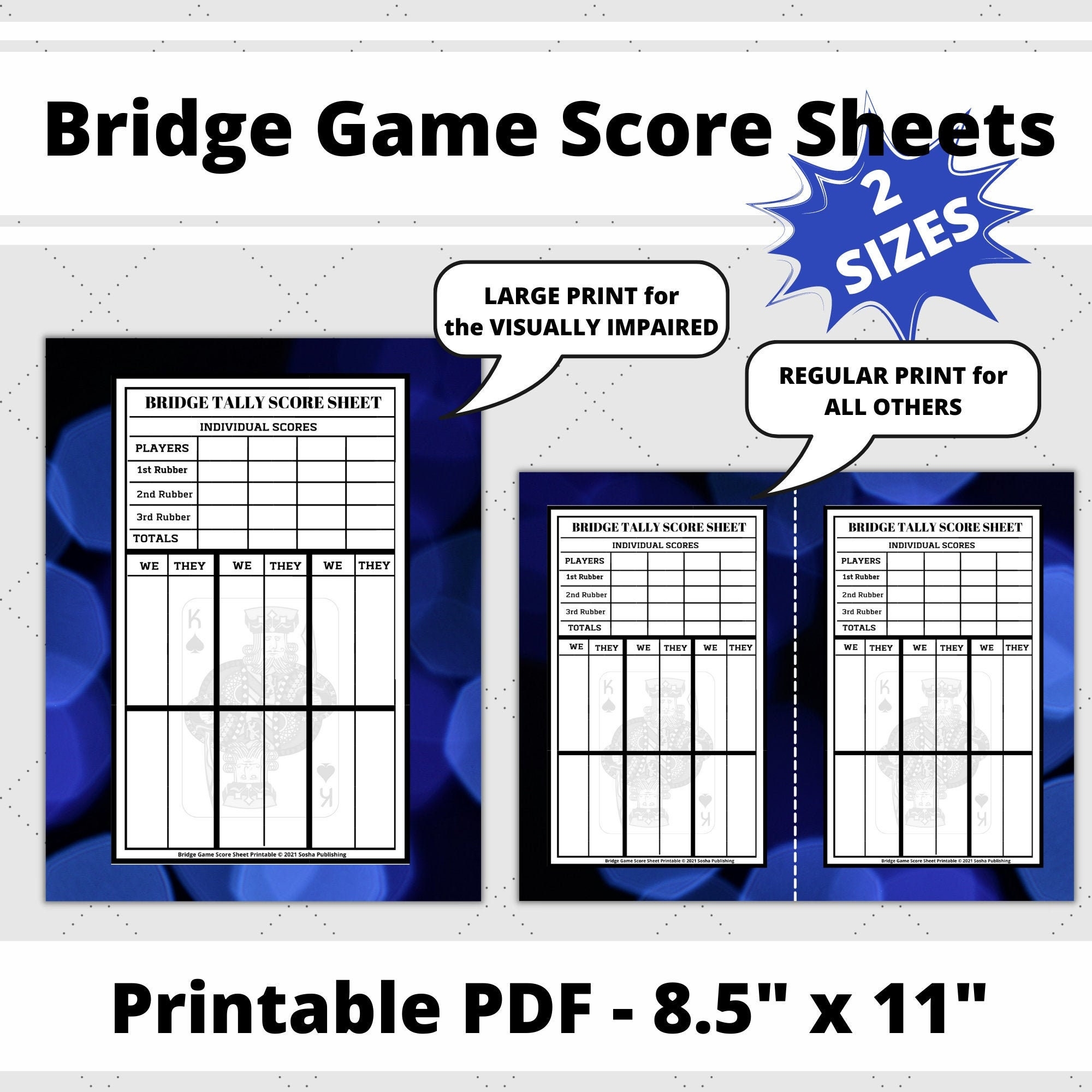Printable Bridge Tallies Free Etsy UK