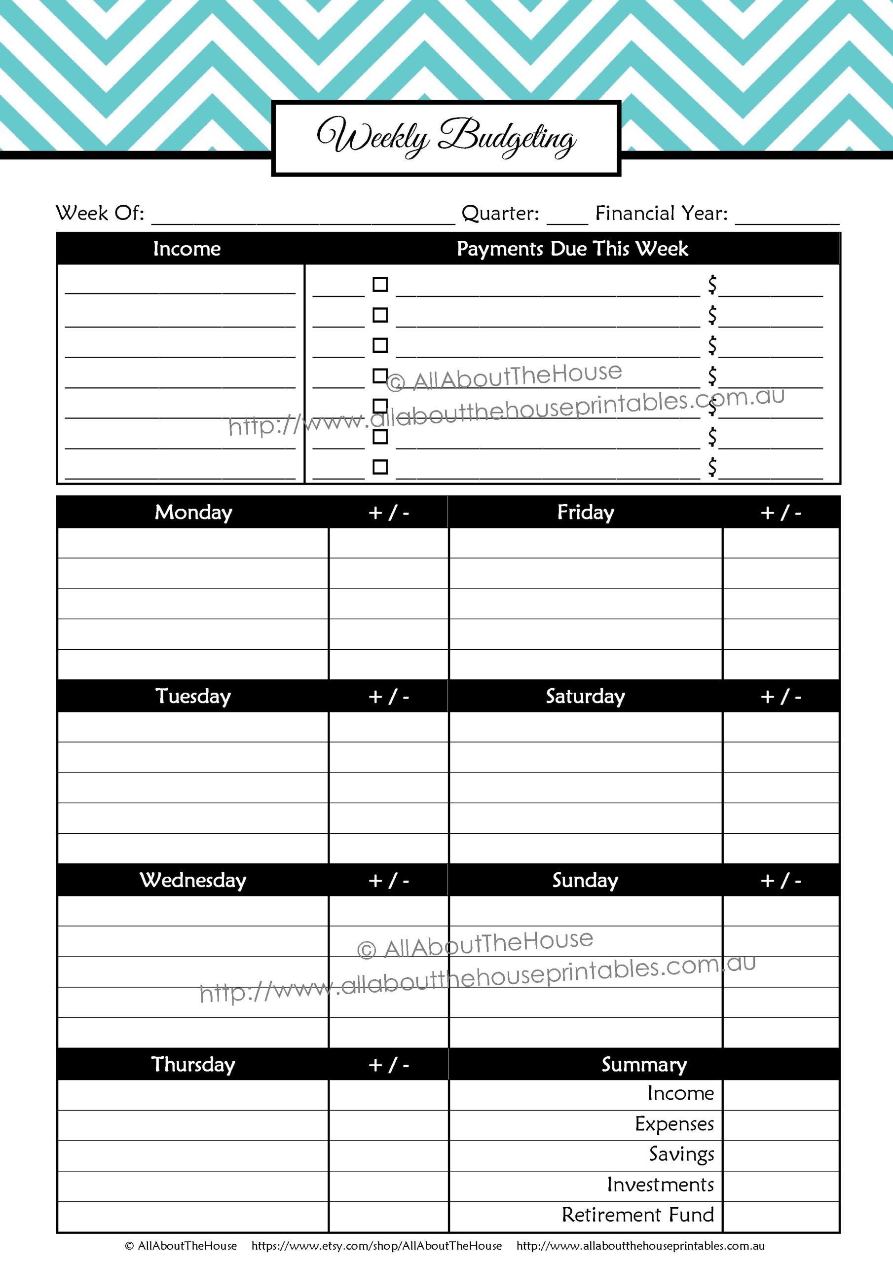 bi weekly budget printable