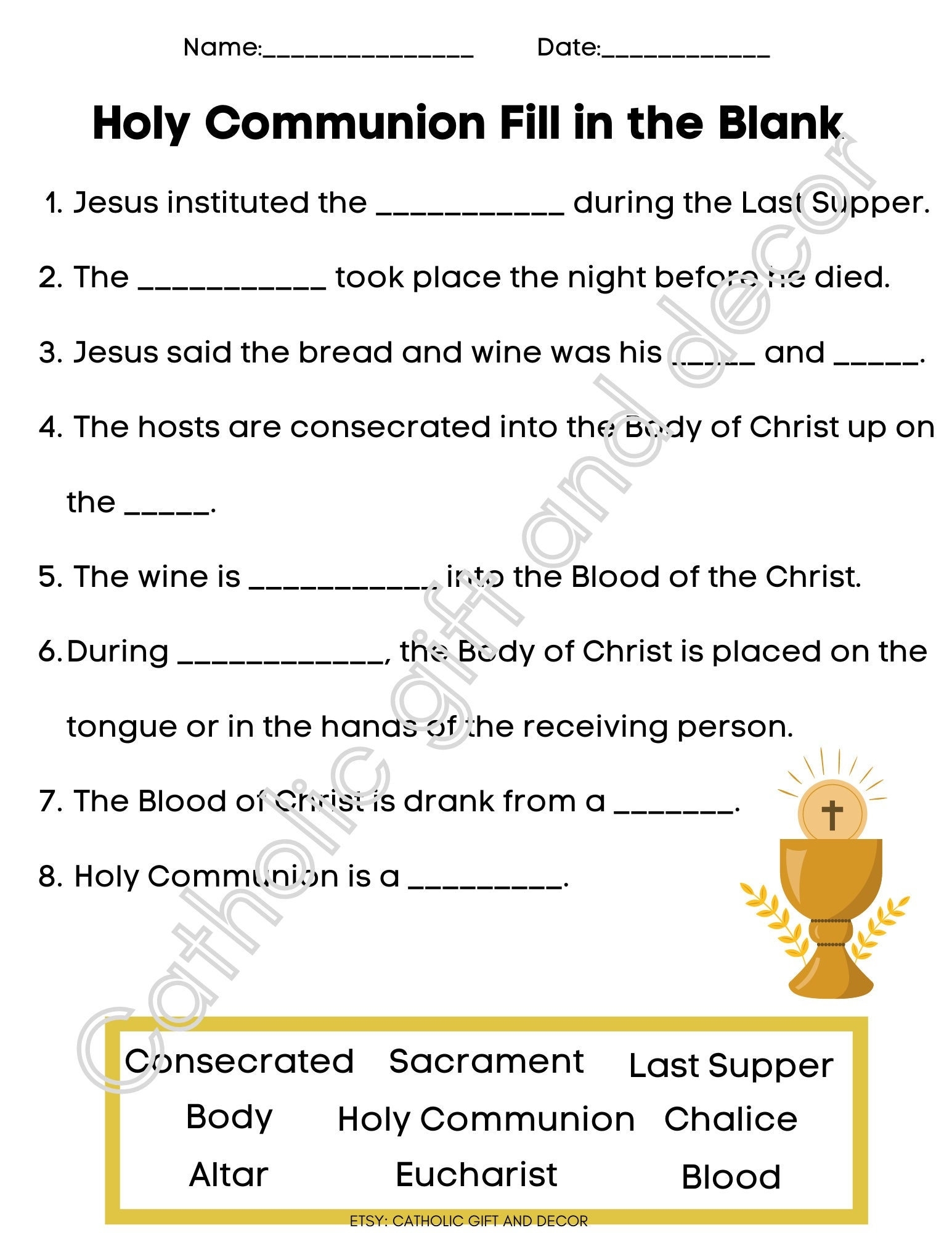first holy communion free printables