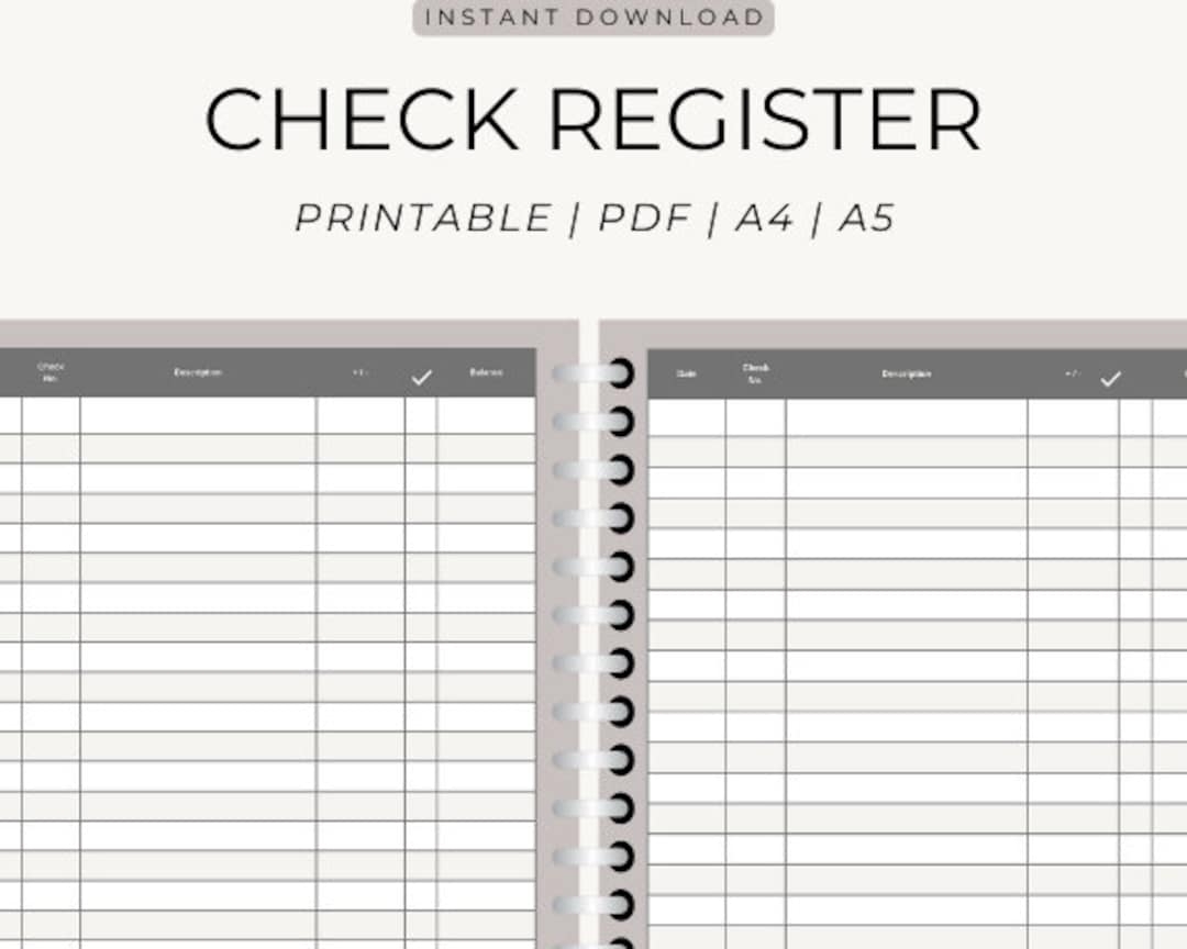 PRINTABLE Checkbook Register Inserts Check Register Pages Transaction Register Budget Planner Inserts Etsy