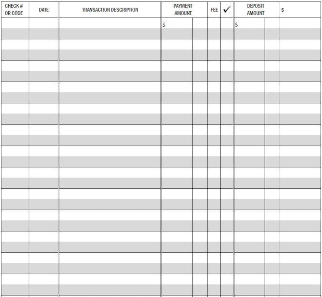 Printable Checkbook Register PDF File Prints On 8 1 2 X 11 Inch Paper Etsy UK