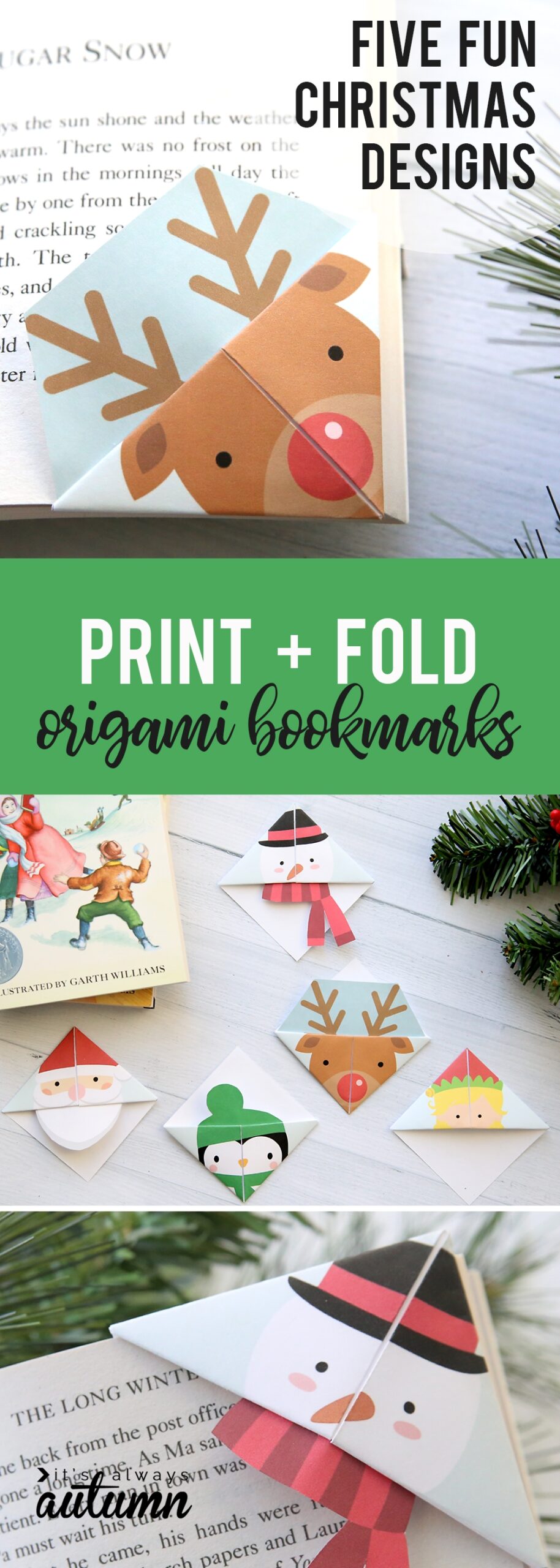 Printable Christmas Origami Bookmarks It s Always Autumn