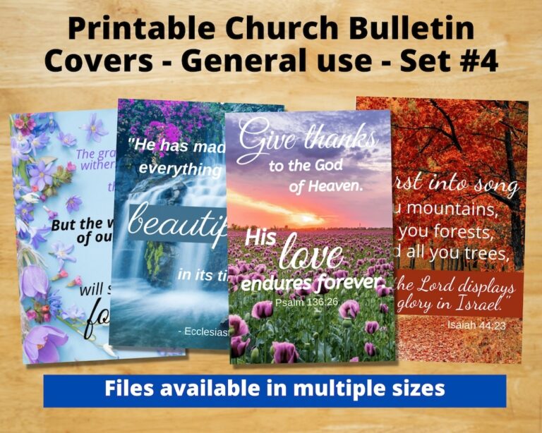 Printable Church Bulletin Covers General Use Set 4 Multiple Sizes Digital Download Etsy