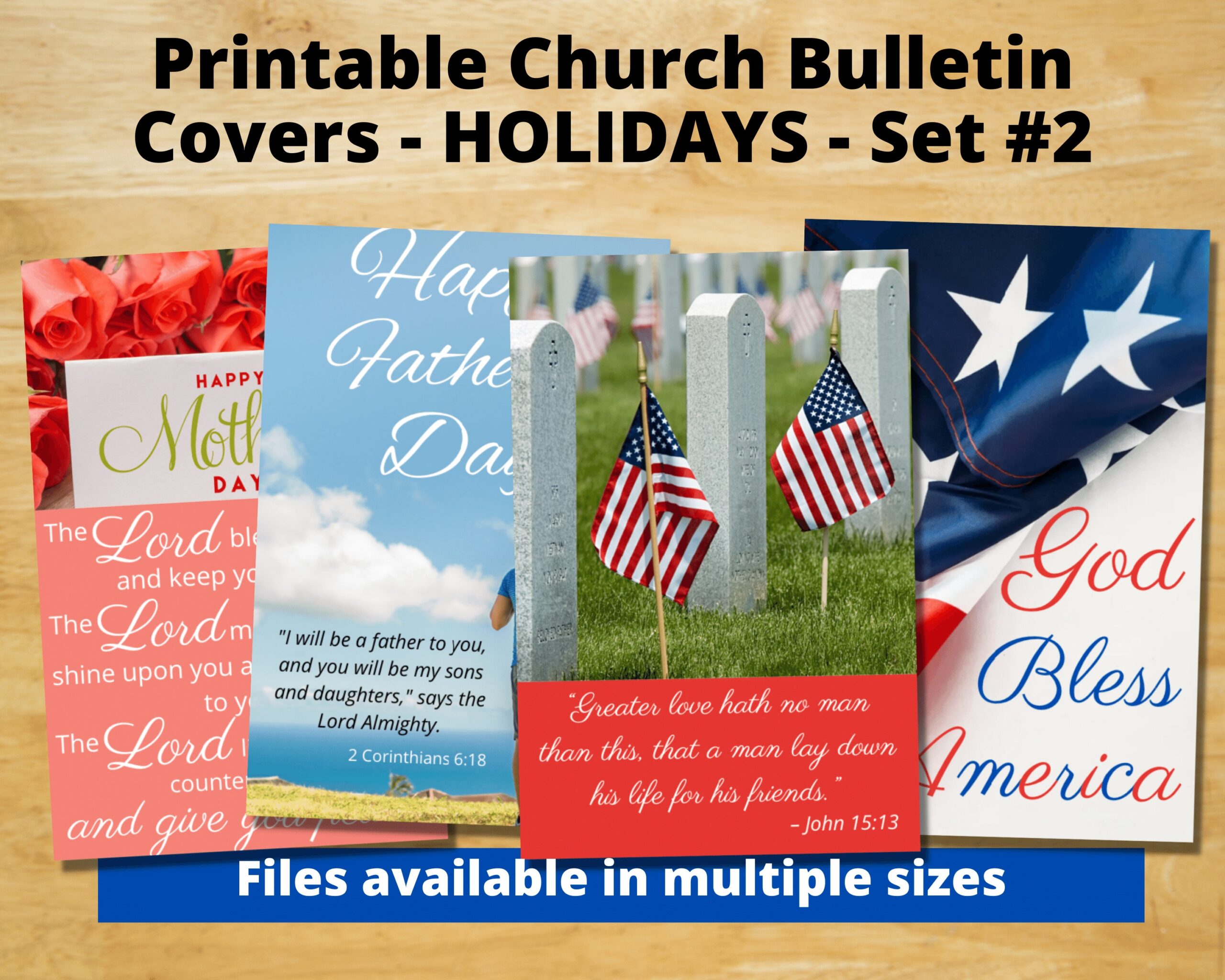 Printable Church Bulletin Covers Holidays Set 2 Mother s Day Father s Day Memorial Day 4th Of July multiple Sizes Digital Download Etsy