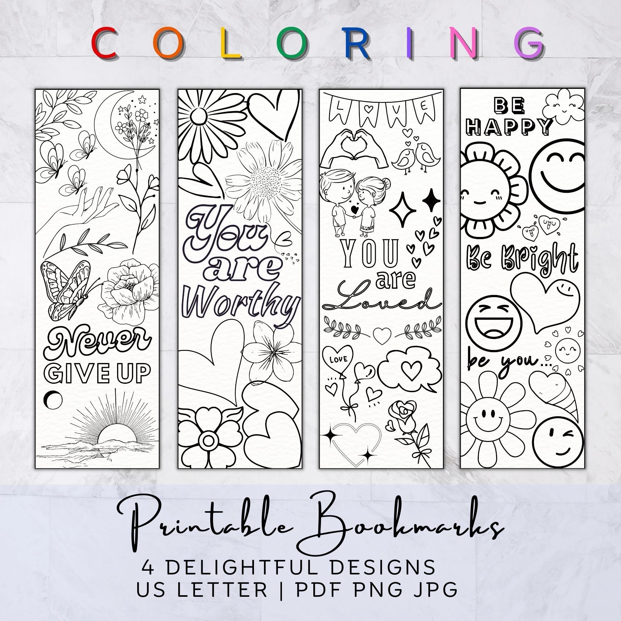 Printable Coloring Bookmarks Motivational Quotes Bookmarks Adult Coloring Pages Bookmarks To Color Cute Bookmarks Kids Fun Activity Etsy Australia
