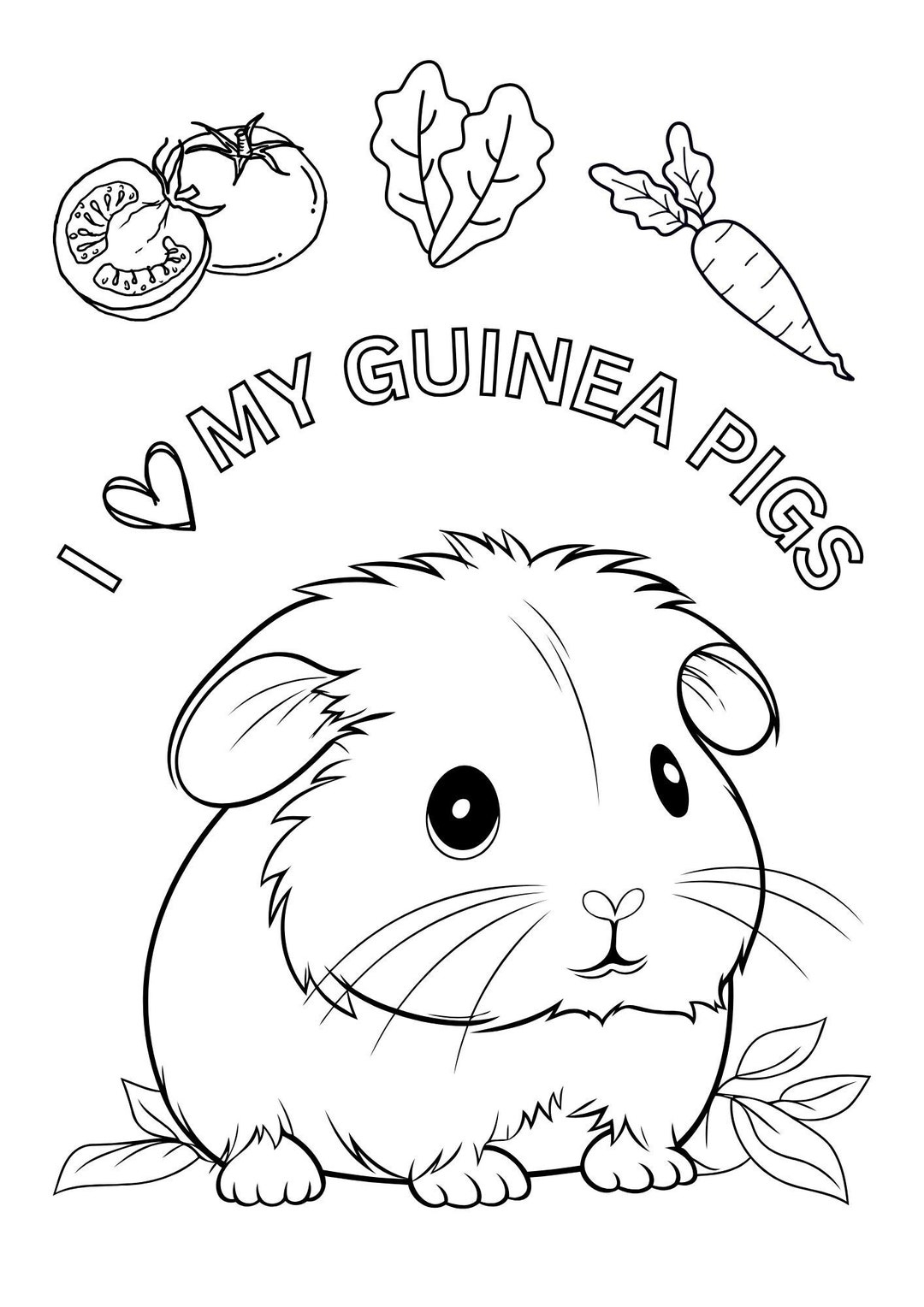 Printable Coloring Page Guinea Pigs Download U0026 Print Etsy