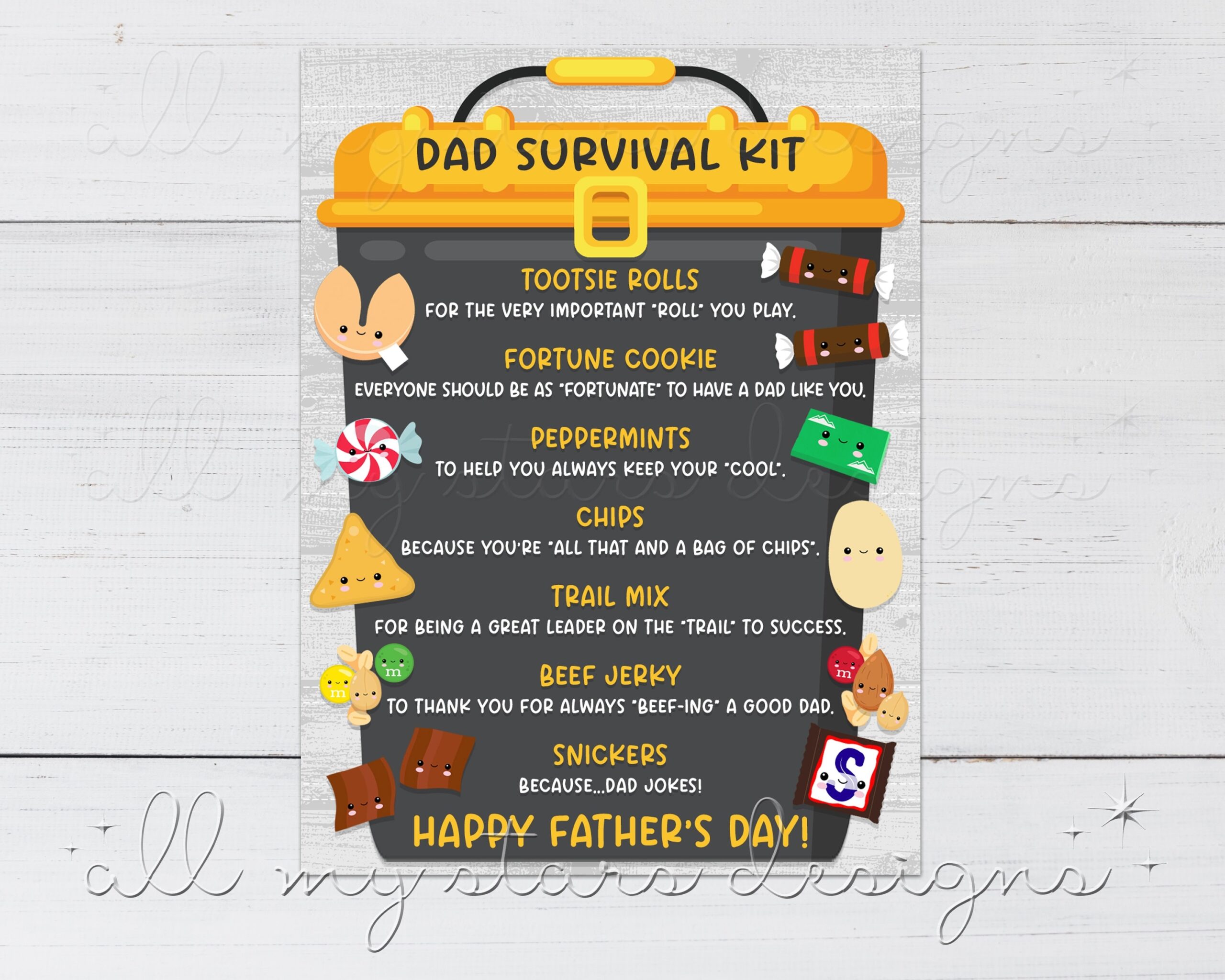 PRINTABLE DAD Survival Kit Tag Happy Father s Day Instant Download Father s Day Gift Basket Tag Snack Tag Cute Daddy Treat Bag Tag Etsy