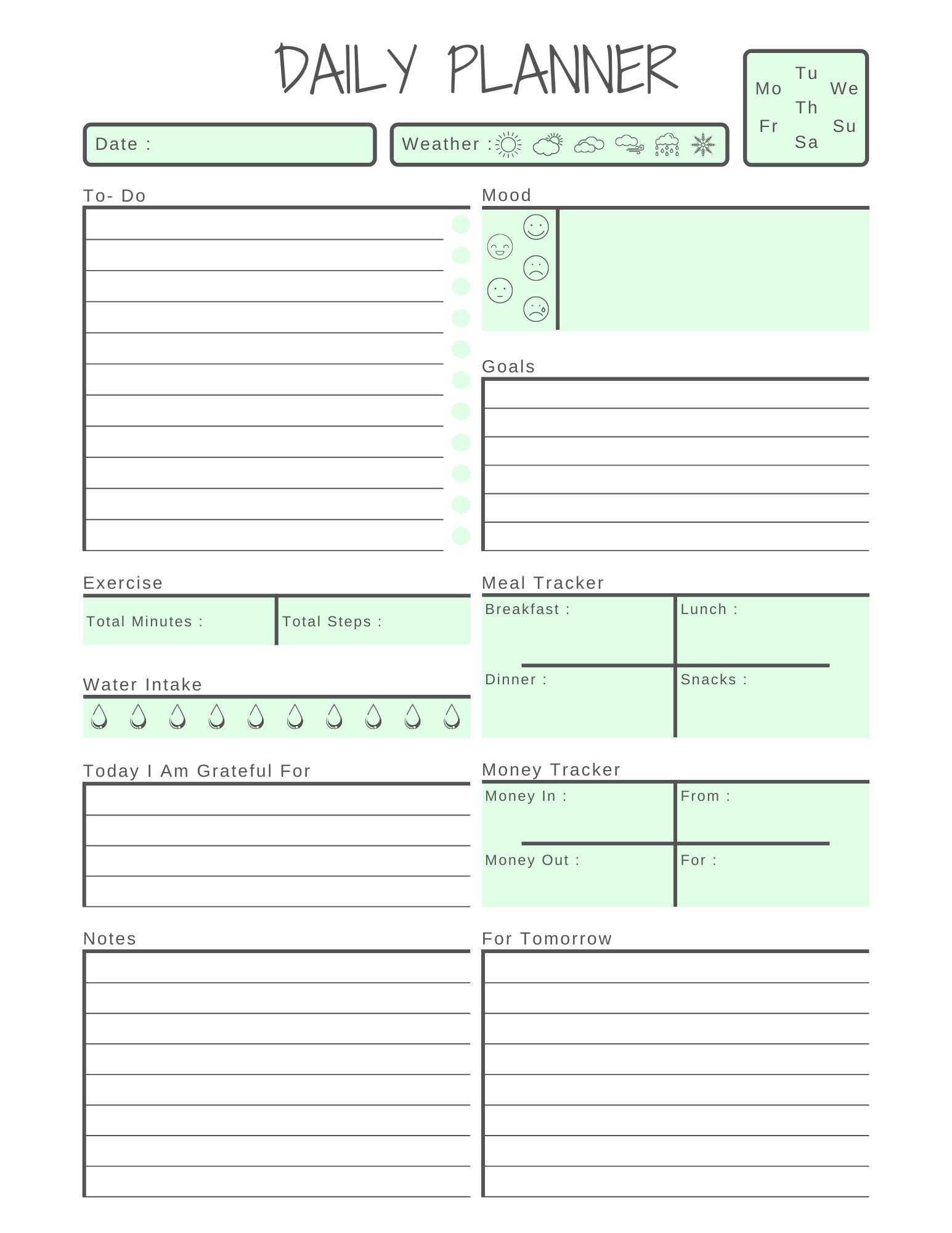 Printable Daily Planner Page Daliy Planner Page Daily Planner 