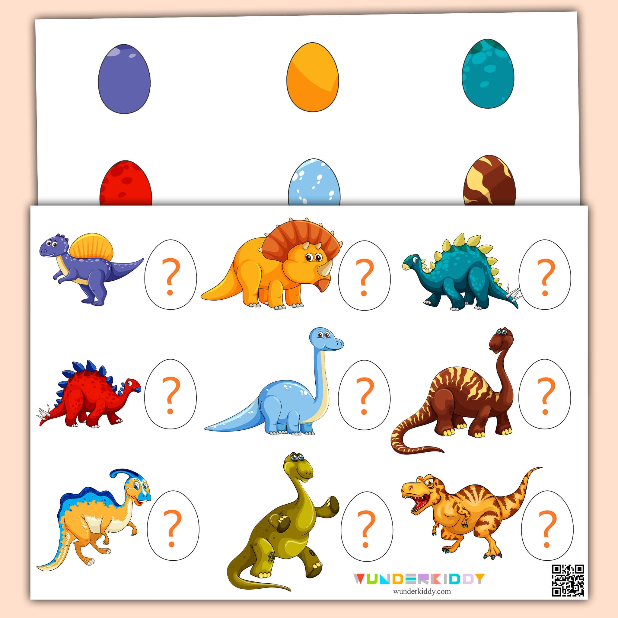 Printable Dino Egg Pattern Matching Activity For Children