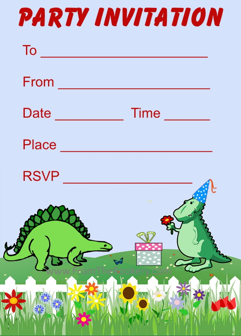 free printable dinosaur birthday invitations