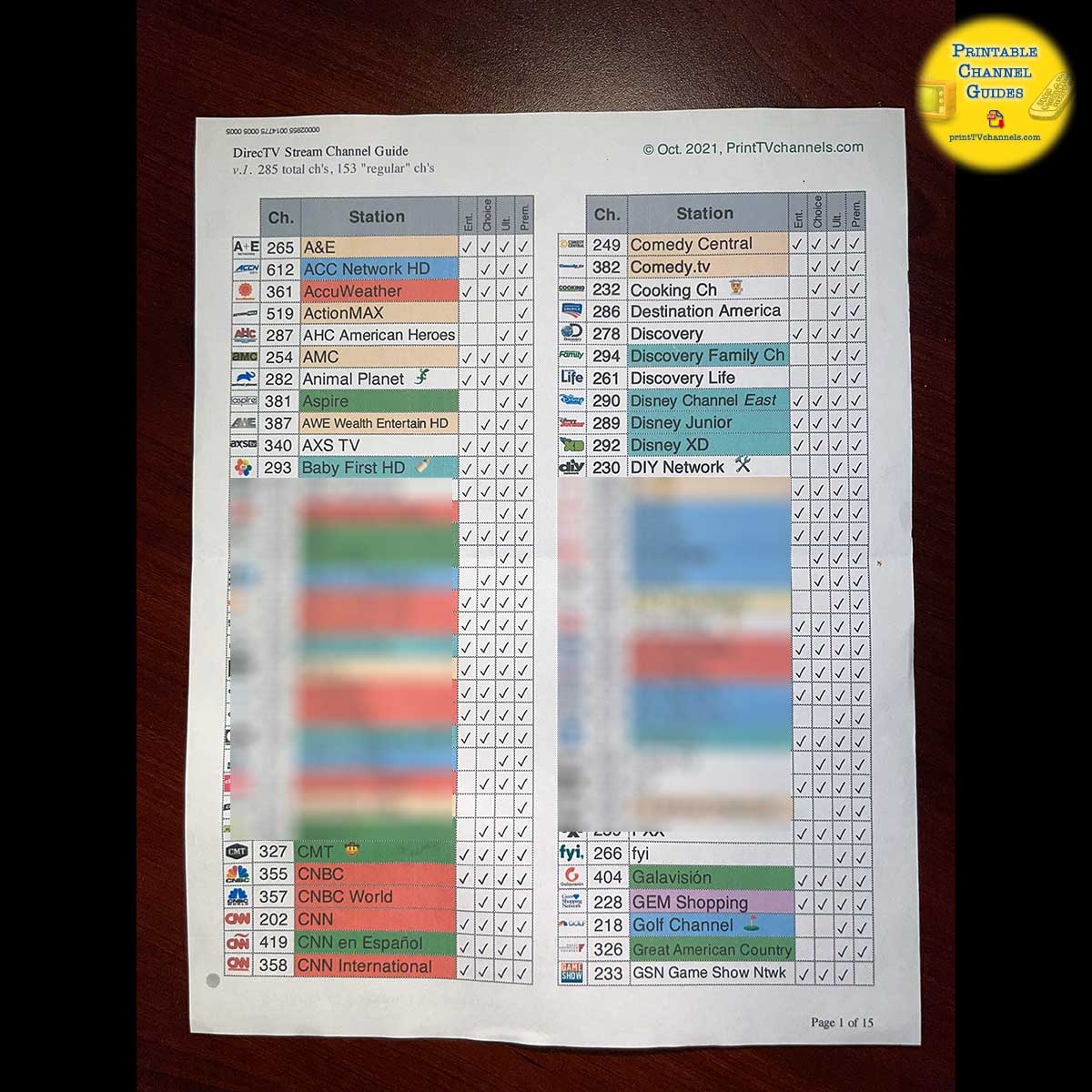 printable channel guide for directv