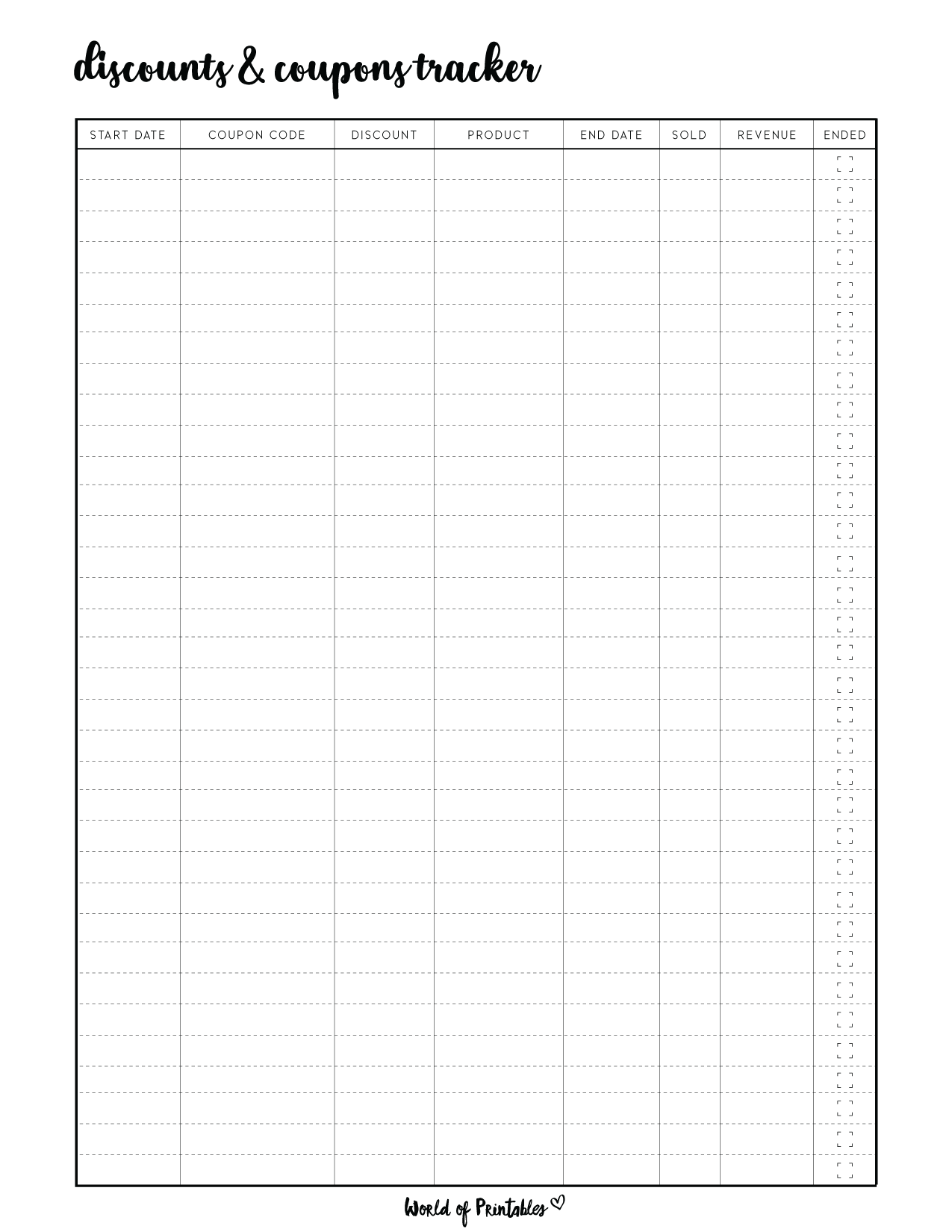Printable Discounts And Coupons Tracker World Of Printables