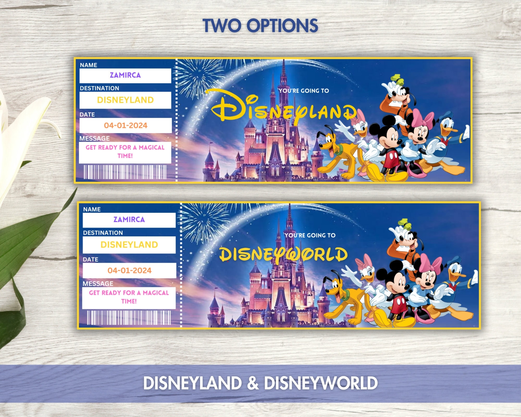 Printable Disneyland U0026 Disneyworld Surprise Ticket Template 