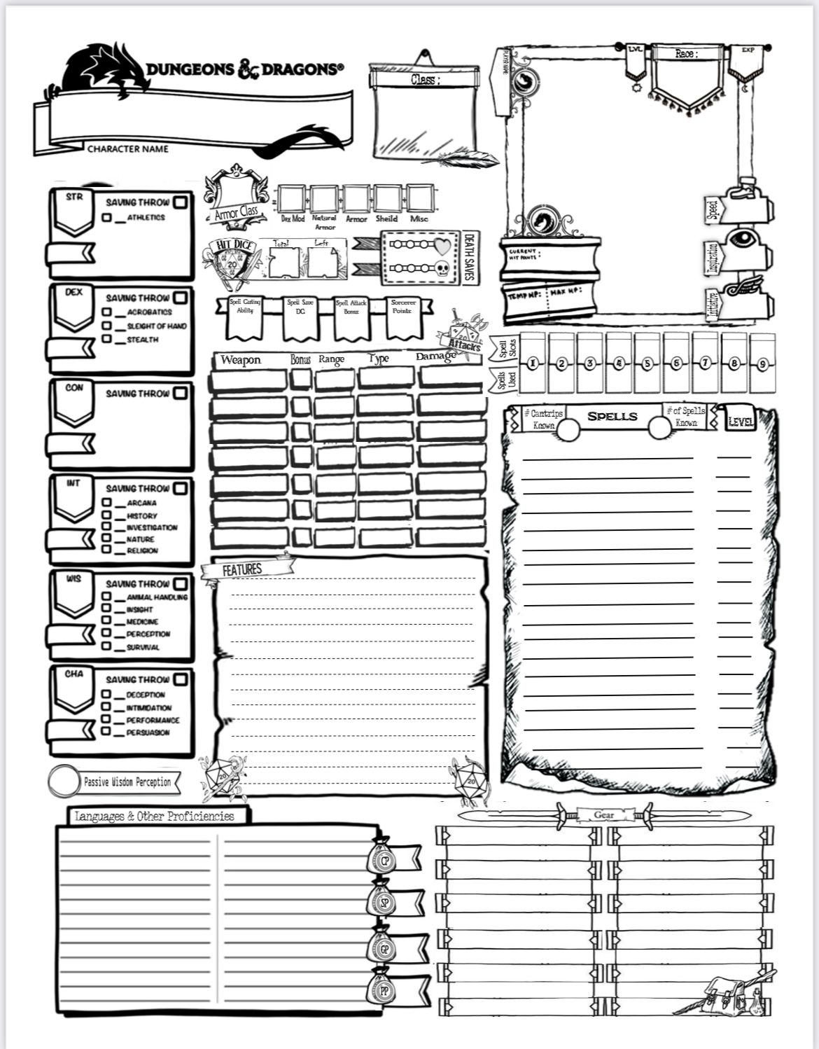Printable DnD Character Sheet