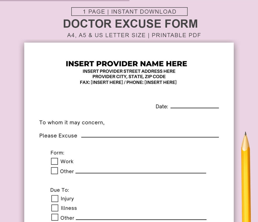 free printable doctors excuse for work
