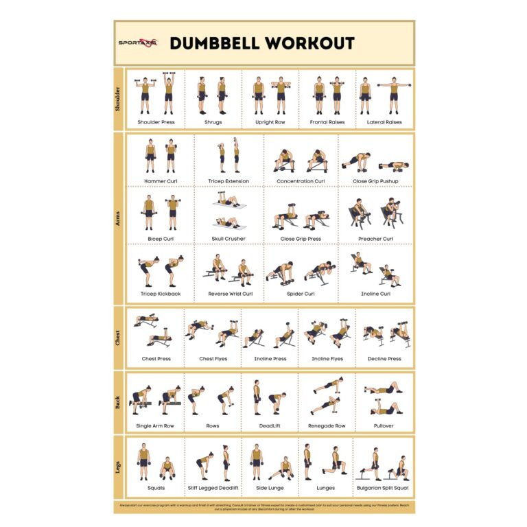Printable Dumbbell Exercises Pdf Poster Printable Dumbbell Exercises Pdf SPORTAXIS No Equipment