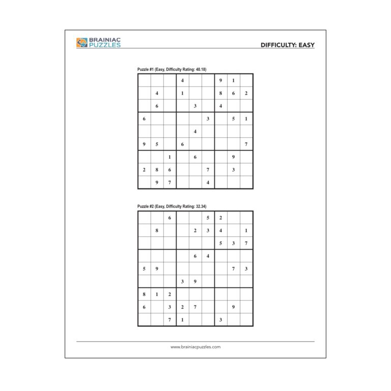 Printable Easy Sudoku Pack 432 Puzzles For Adults Volume 1 