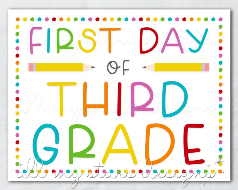 PRINTABLE First Day Of Third Grade Sign Instant Download 