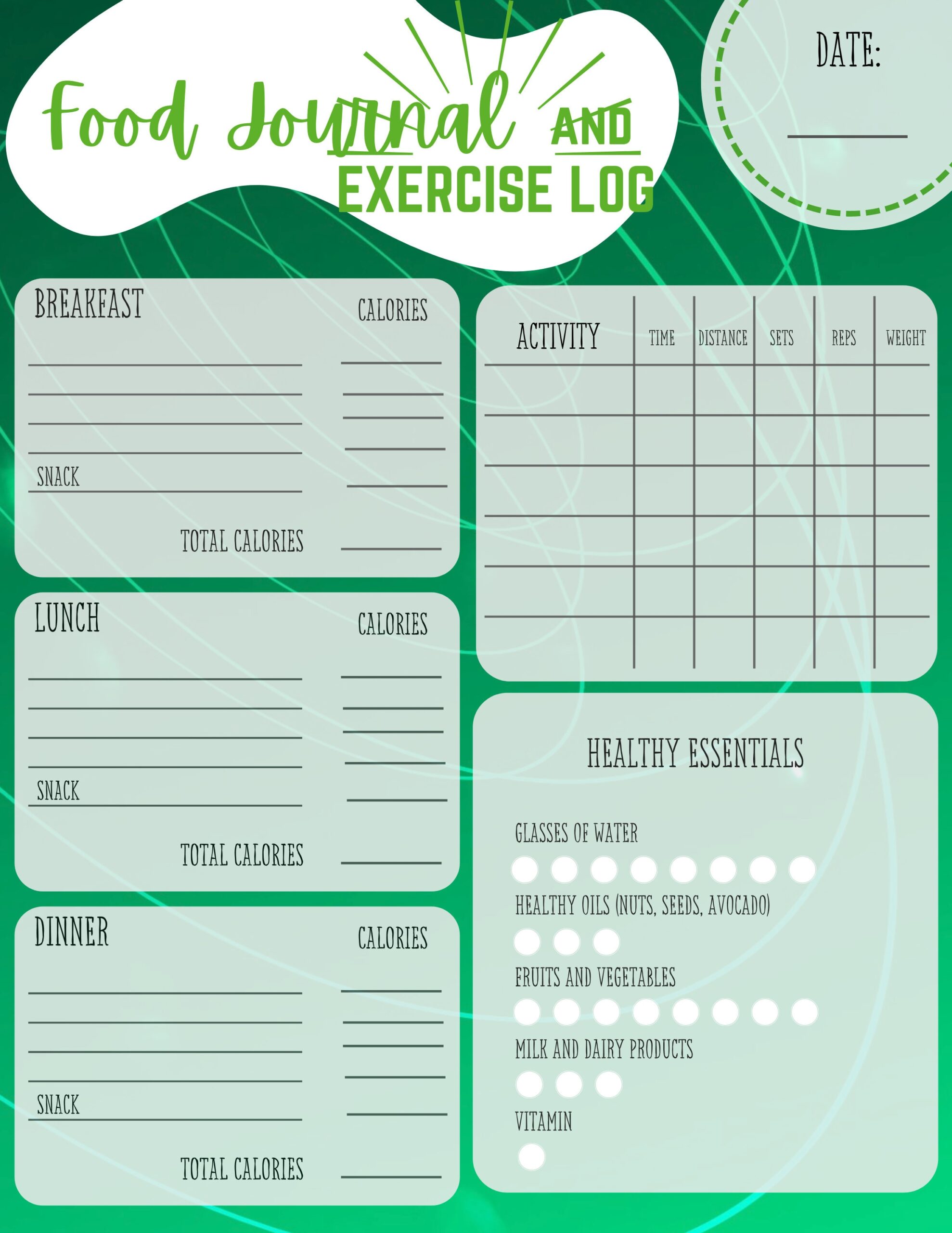 Printable Food Journal And Exercise Log Etsy Canada