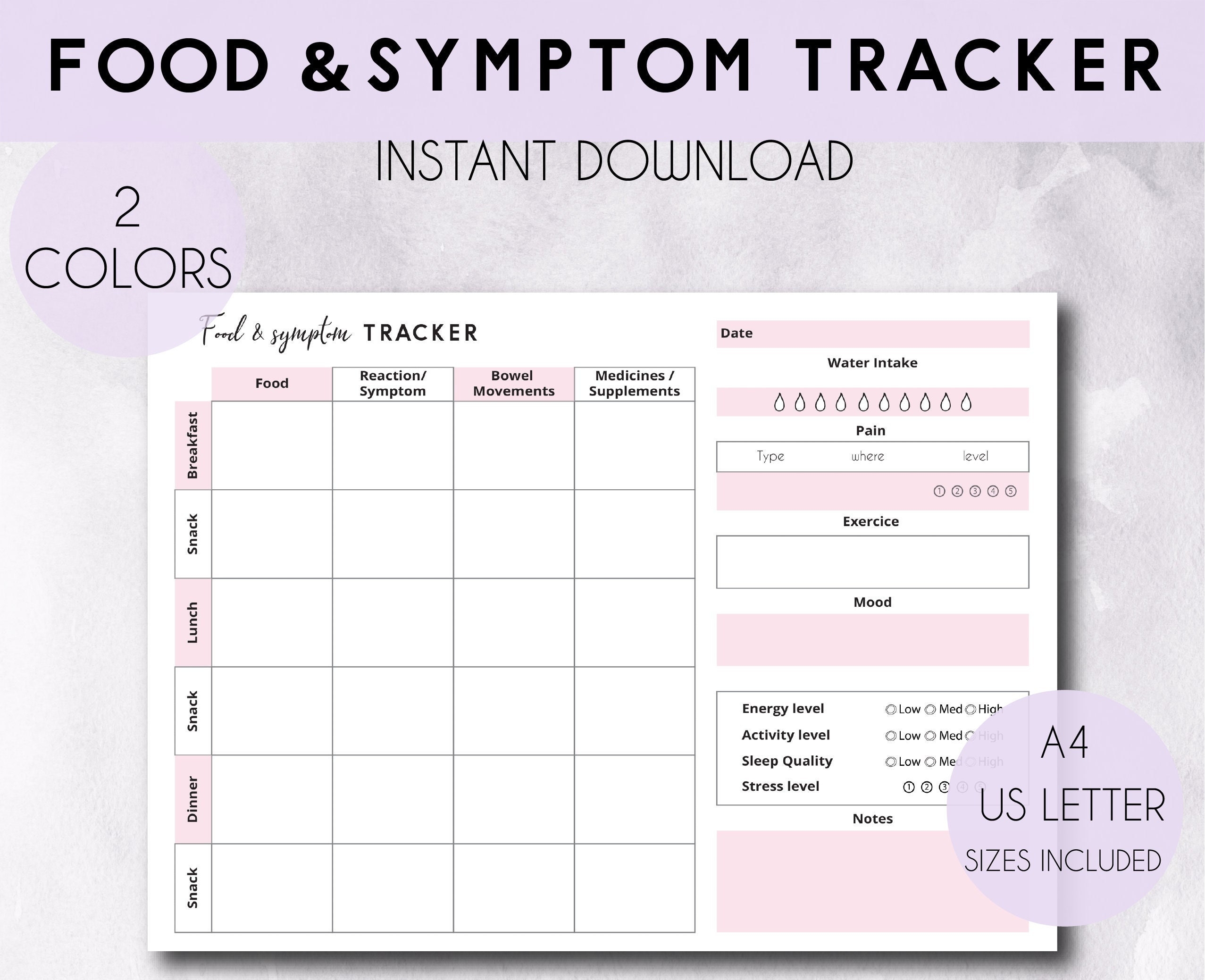 Printable Food U0026 Symptom Tracker IBS Symptom Tracker Food Diary 