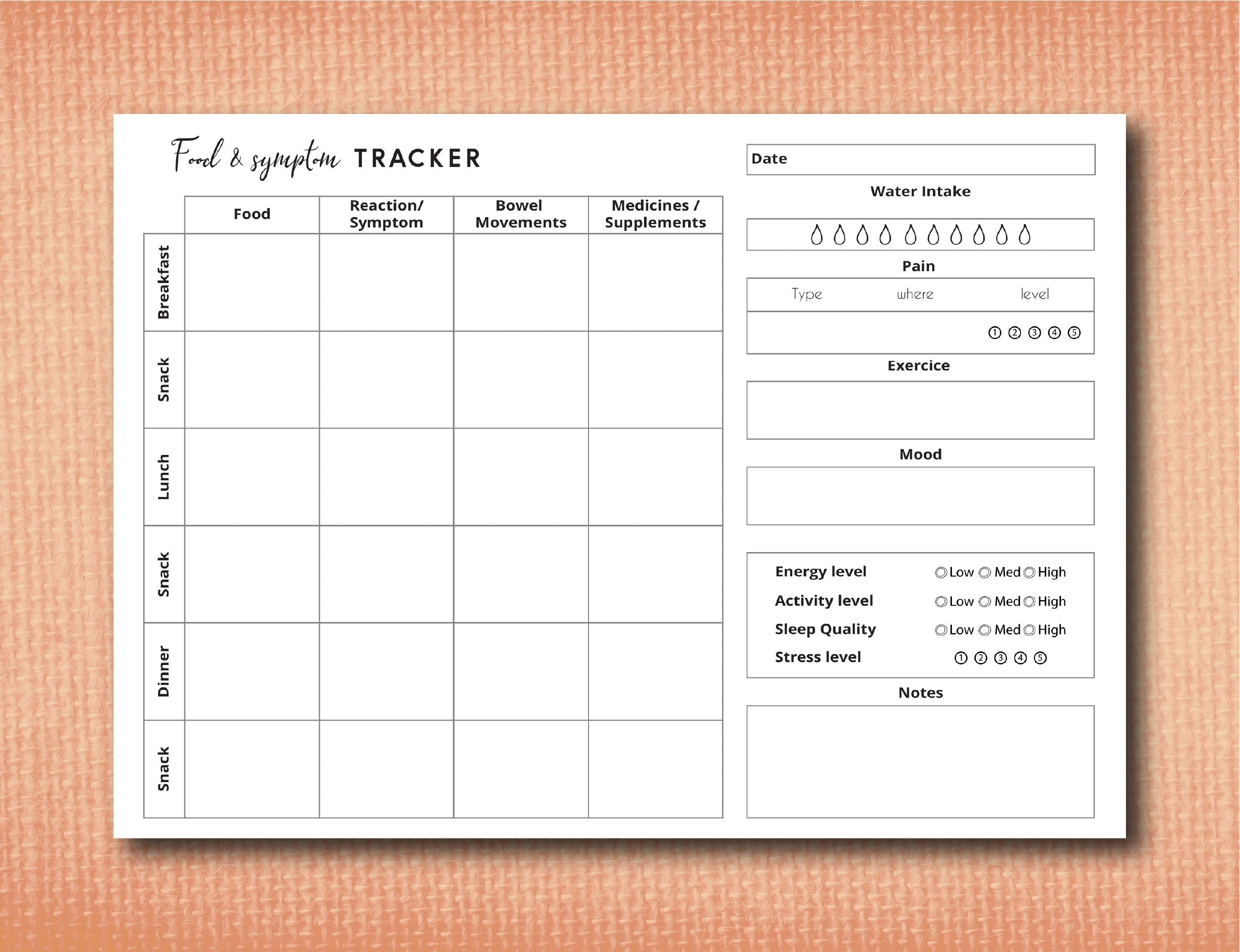 Printable Food U0026 Symptom Tracker IBS Symptom Tracker Food Diary 
