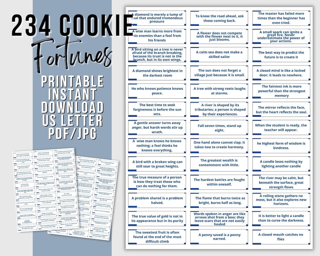 Printable Fortune Cookie Fortunes Funny Inspirational Quotes PDF Etsy