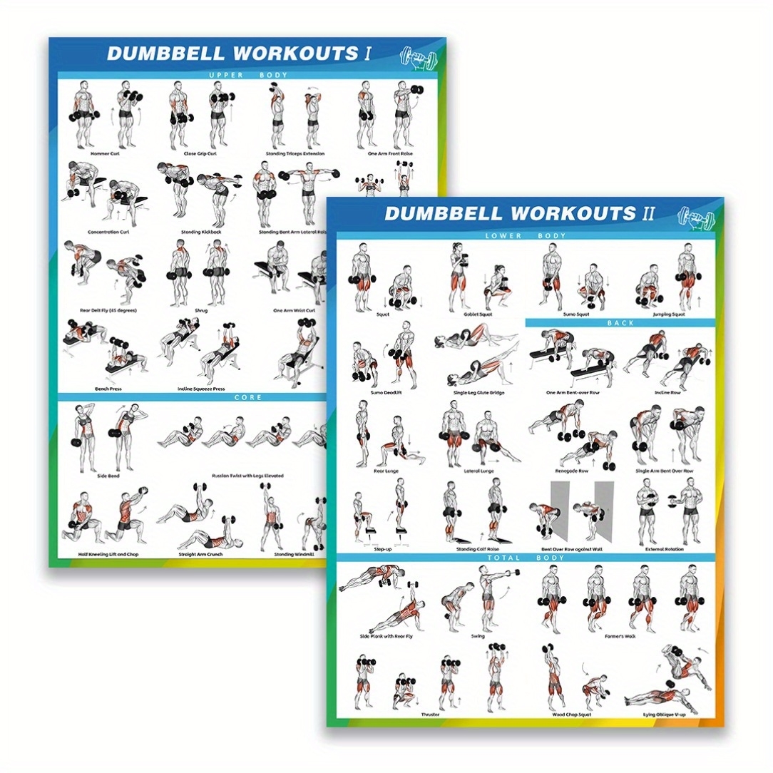 Printable Free Multi Gym Exercises Chart Dumbbell Workout Chart At Home Sold On Temu New Zealand