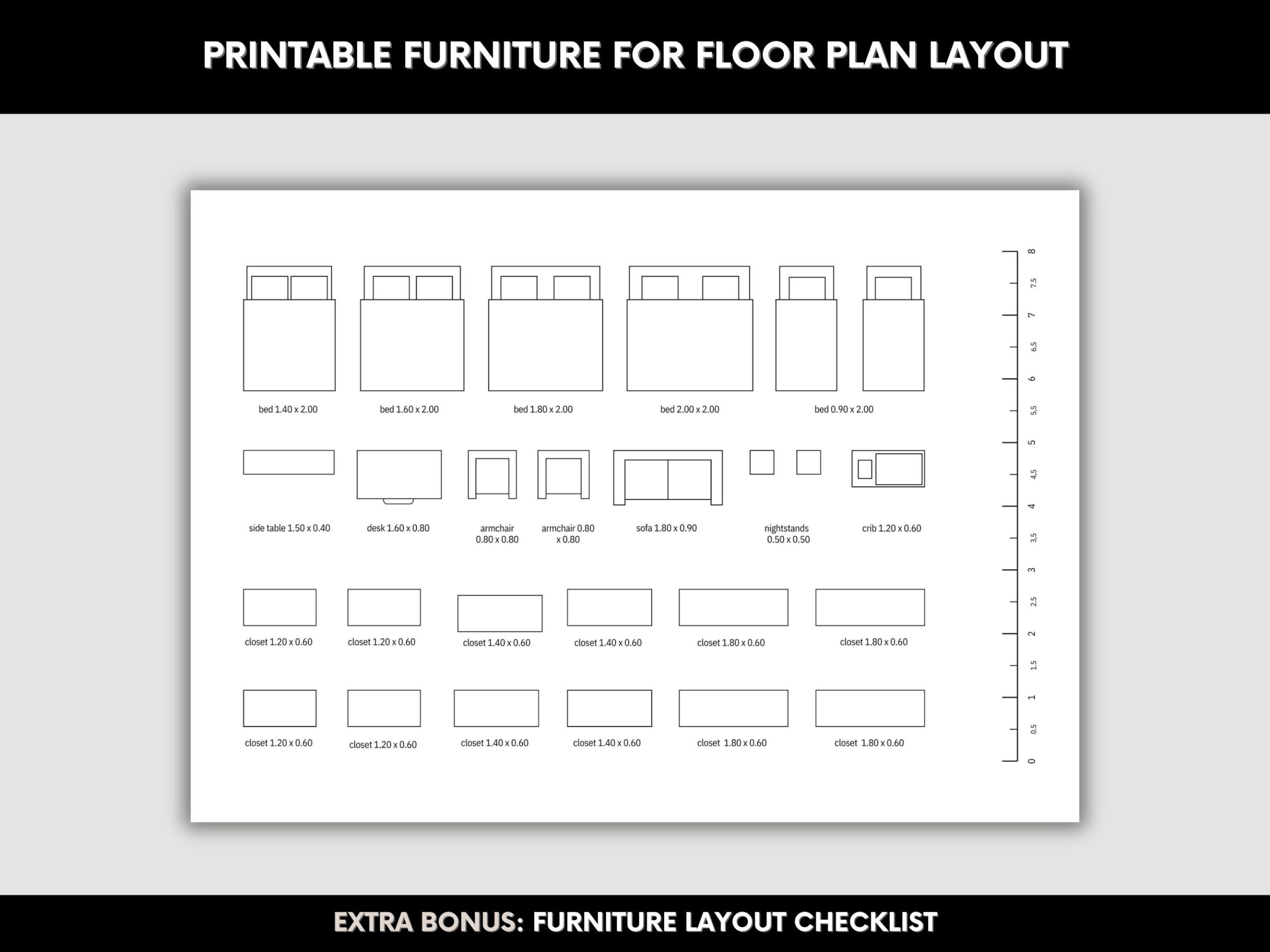 Printable Furniture Scale Template DIY Floor Plan Kit A4 PDF Etsy