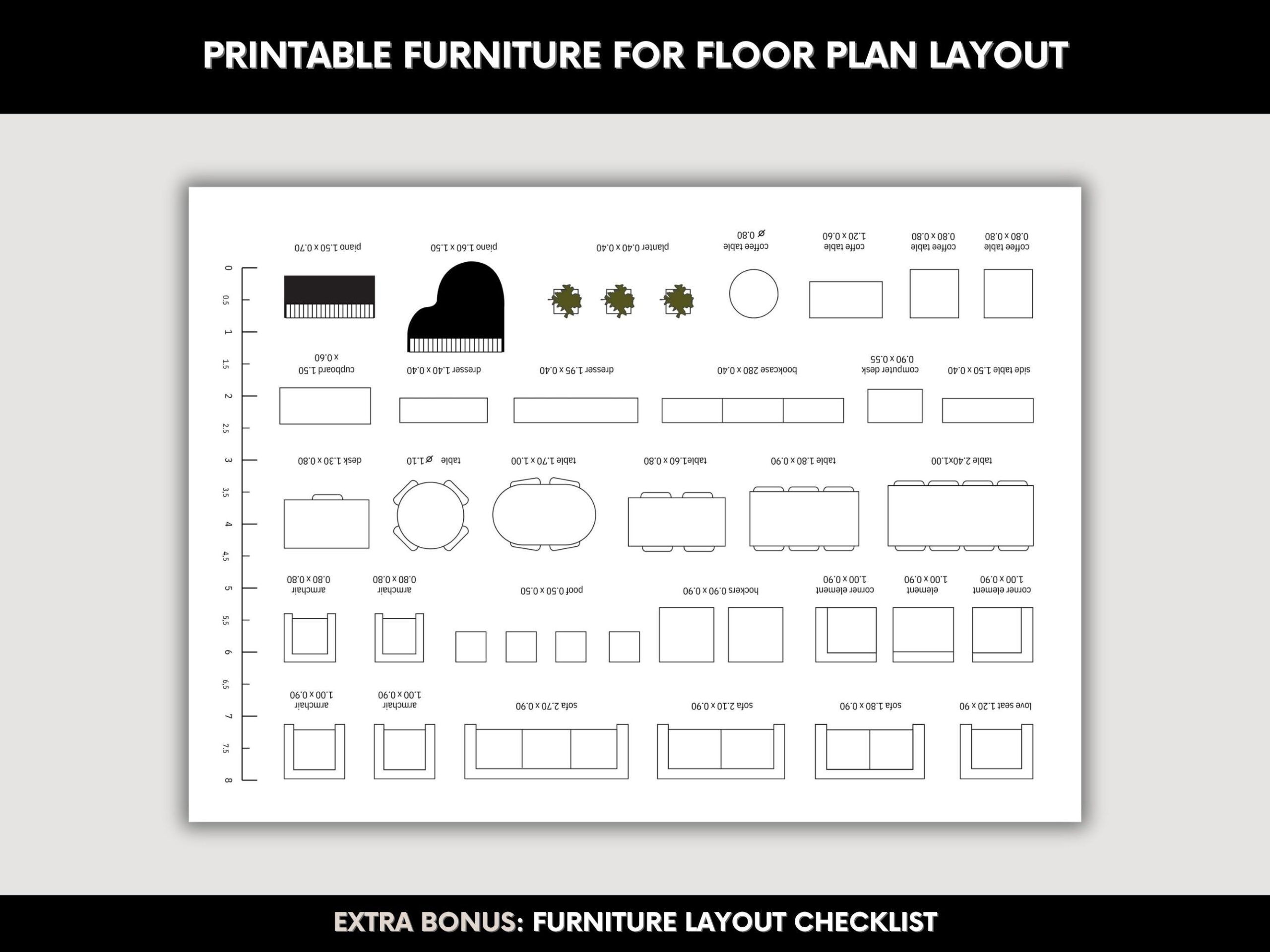 Printable Furniture Scale Template DIY Floor Plan Kit A4 PDF Etsy