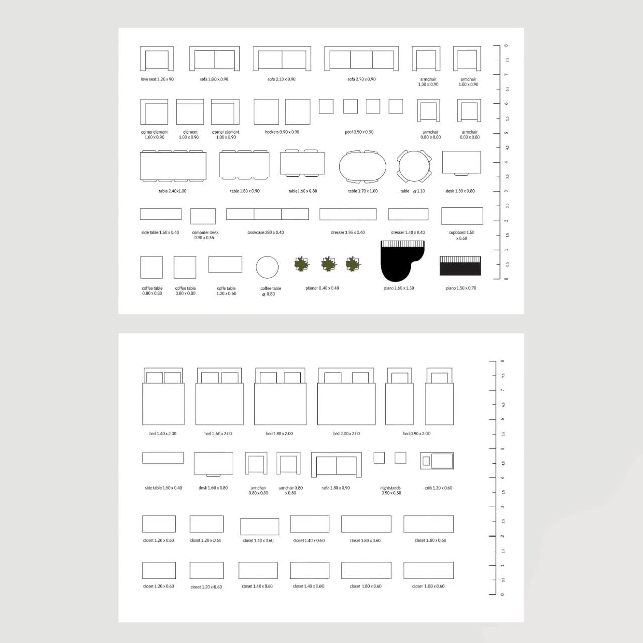 Printable Furniture Template For DIY Floorplan Design Template Scale Furniture Prepare Interior Change Floor Plan Elements Top View Home