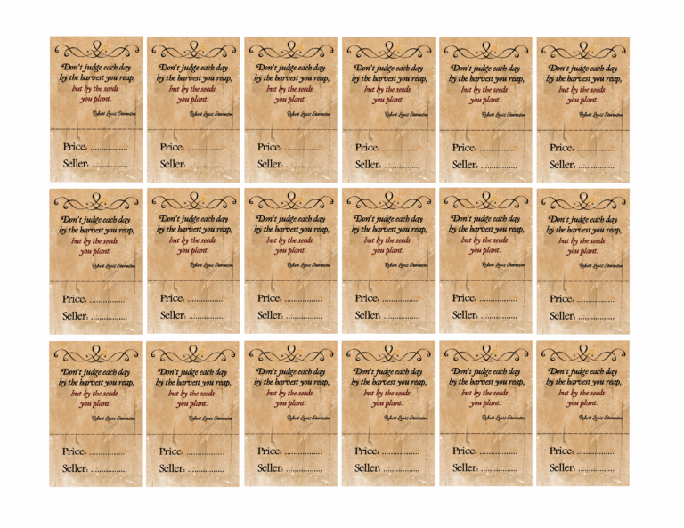 Printable Garage Sale Price Tags Free Download