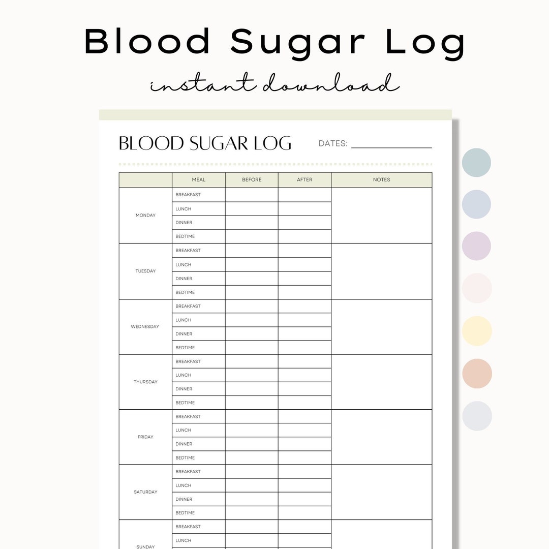 diabetic log sheets printable