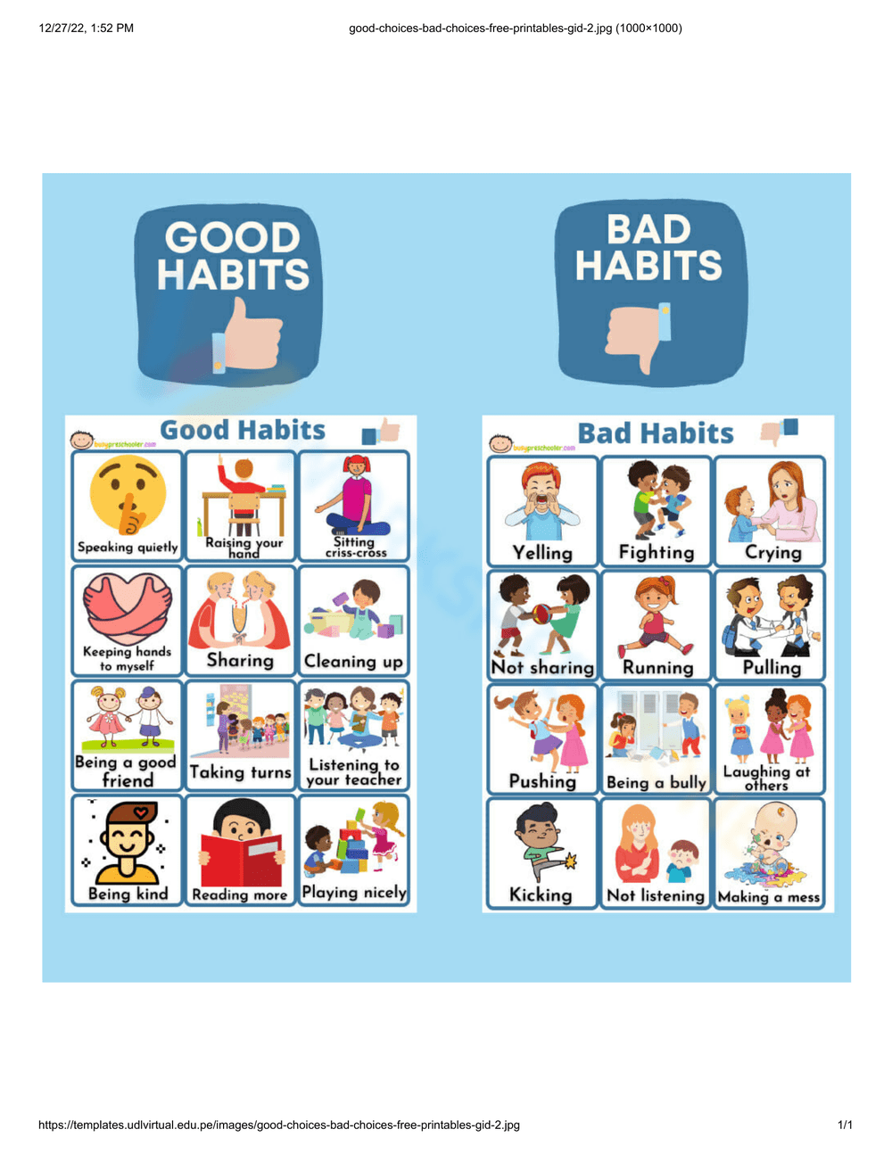 Printable Good Choices Bad Choices Worksheets Download