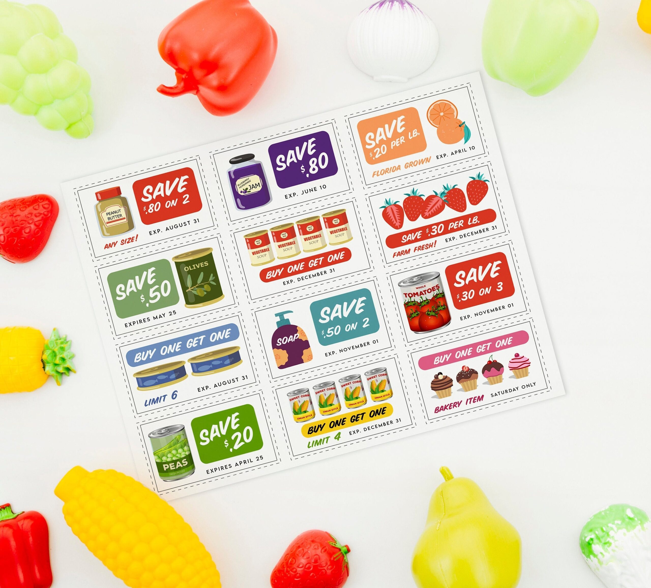 Printable Grocery Store Coupons Dramatic Play Supermarket Set Pretend Play For Toddlers U0026 Preschoolers 8 5x11 Instant Download Etsy