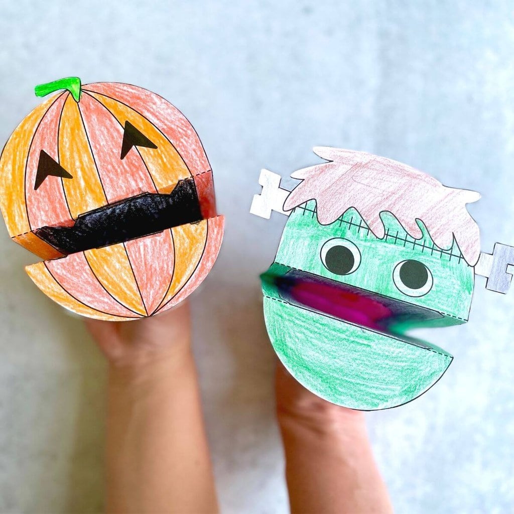 free printable halloween paper bag puppets