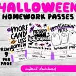 Printable Halloween Student Gift Halloween Homework Passes Etsy