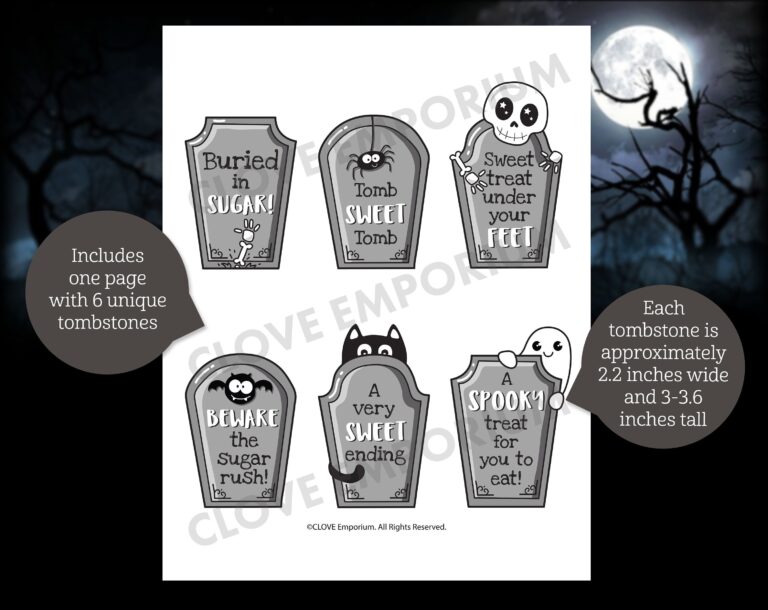 Printable Halloween Tombstone Cupcake Toppers instant DOWNLOAD 