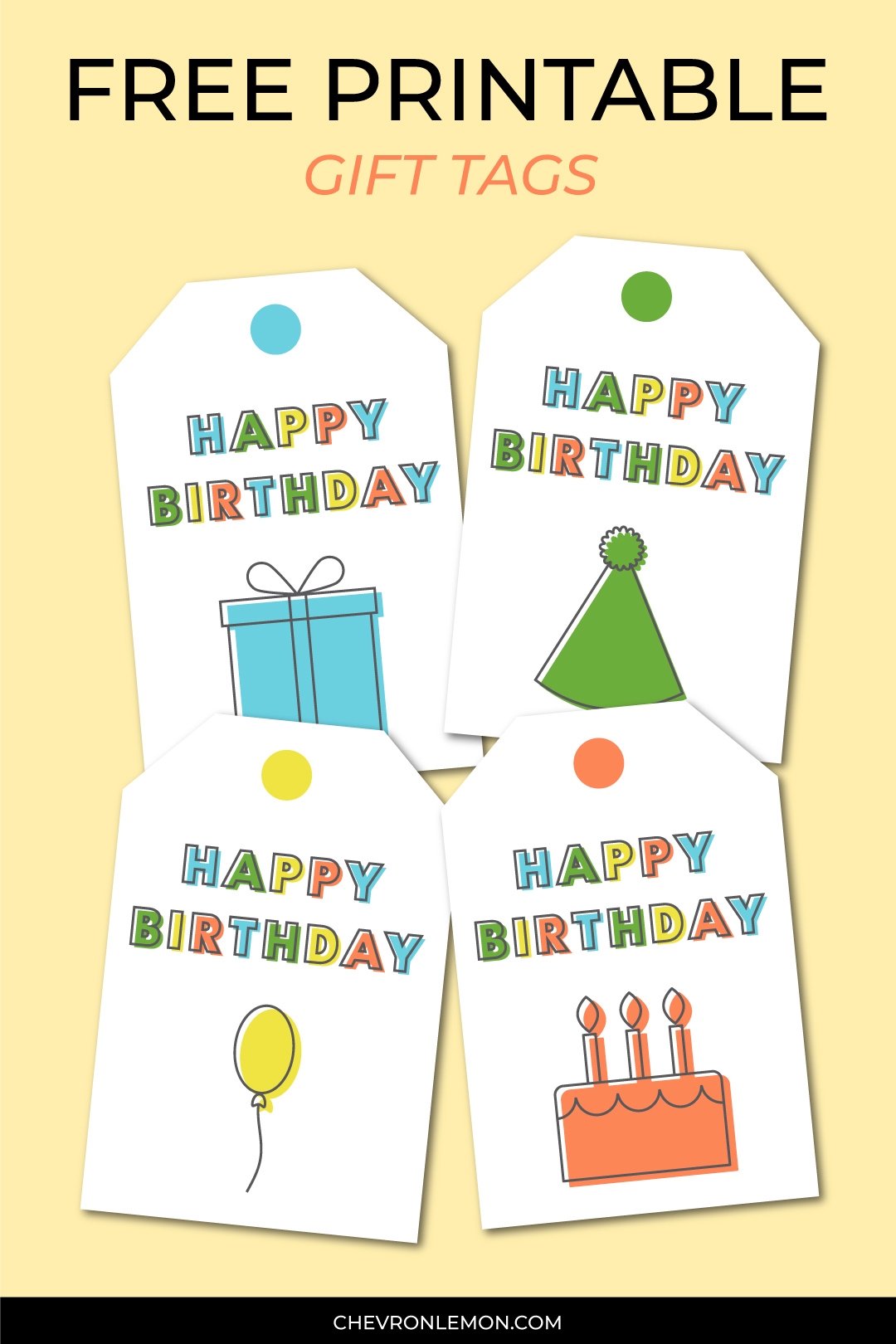 Printable Happy Birthday Gift Tags Chevron Lemon Printable Happy Birthday Gift Tags Chevron Lemon