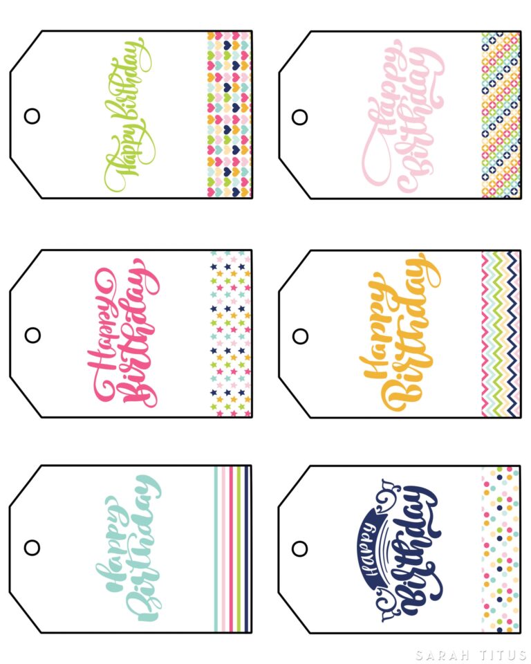 Printable Happy Birthday Gift Tags Sarah Titus