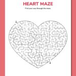 Printable Heart Maze Chevron Lemon