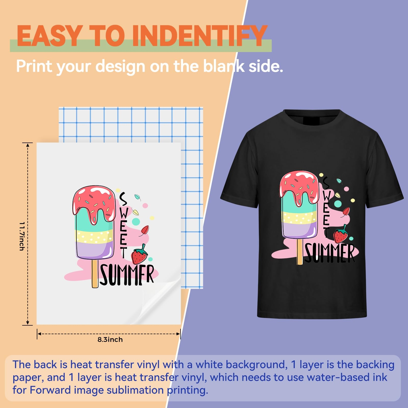 Printable Heat Transfer Vinyl For T Shirts 12 Sheets 8 5