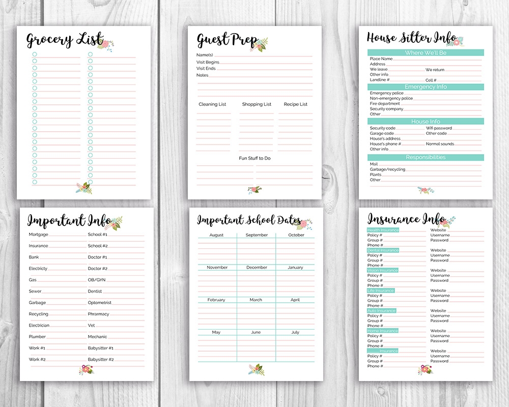 Printable Home Management Binder Floral