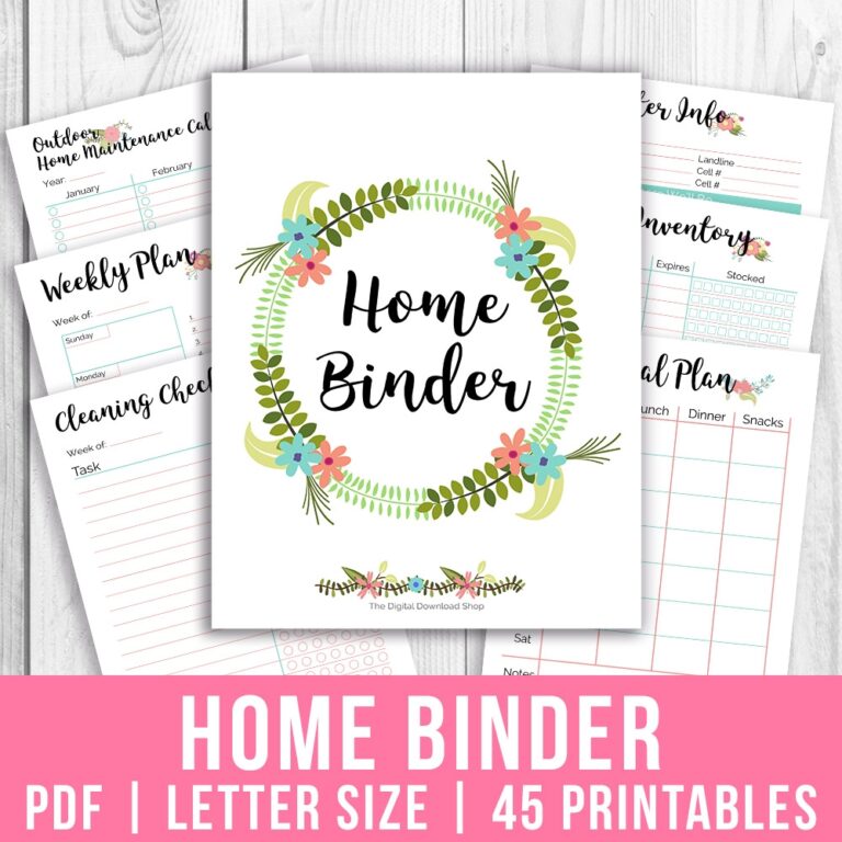 Printable Home Management Binder Floral