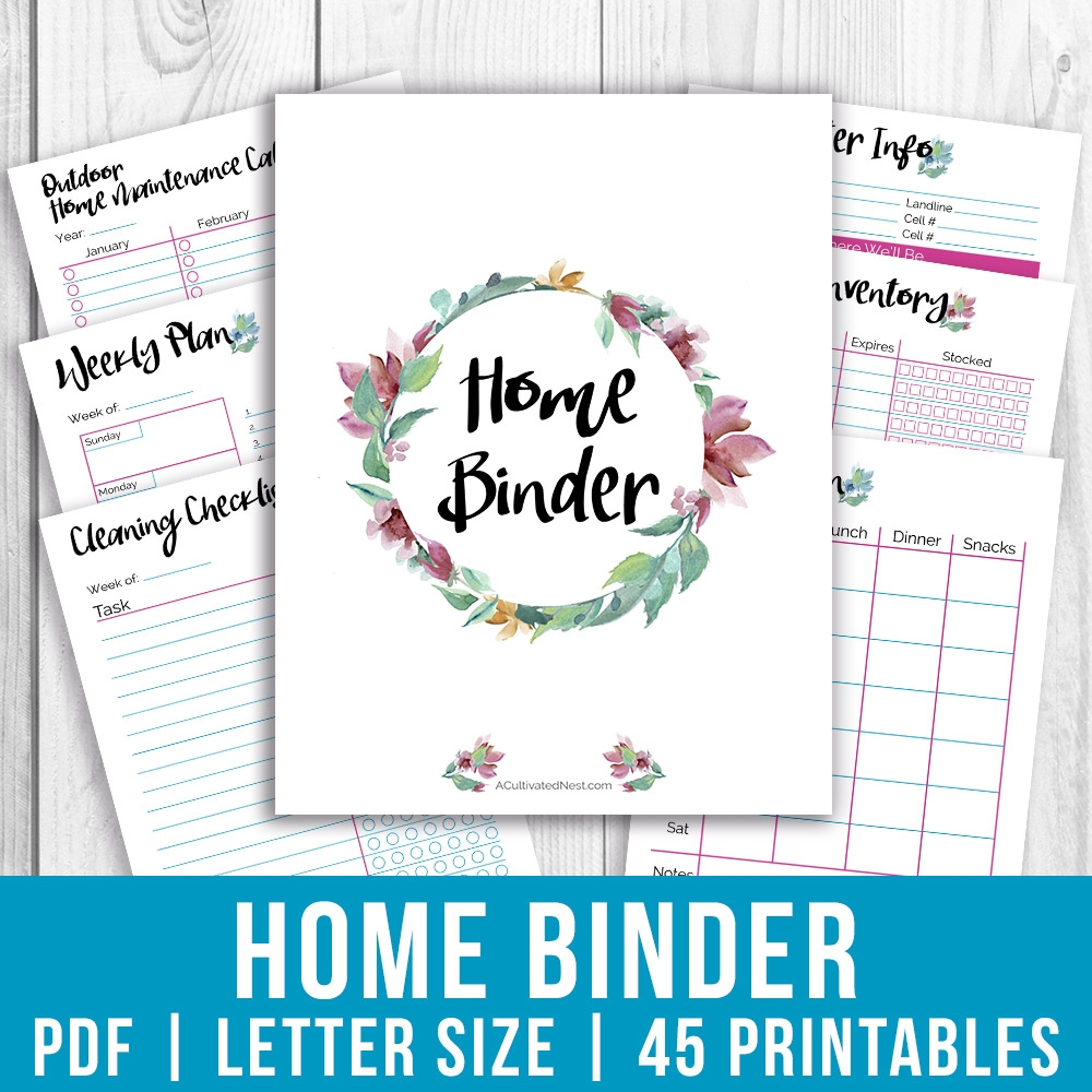 Printable Home Management Binder Watercolor