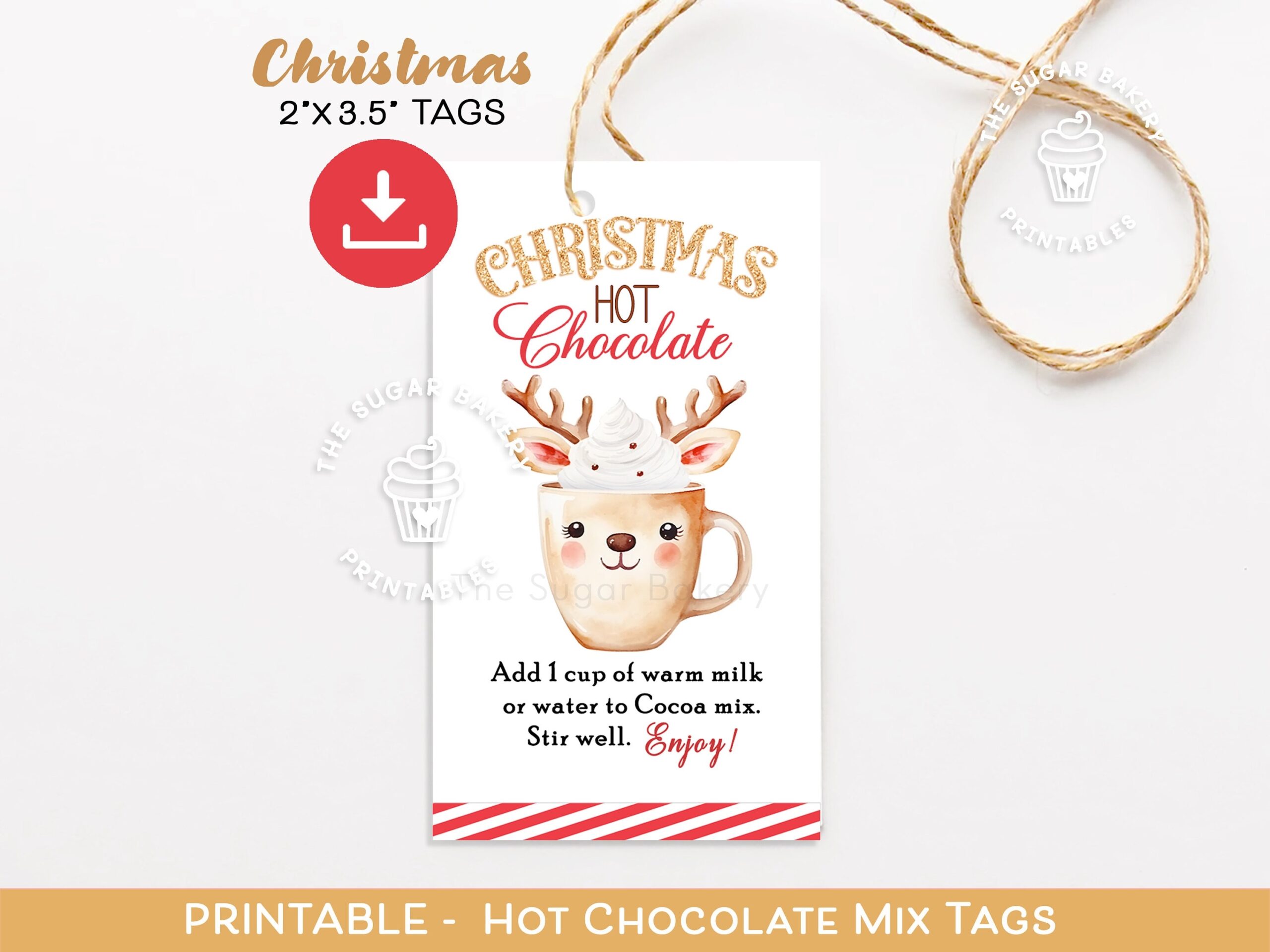Printable Hot Chocolate Mix Gift Tags Reindeer Hot Cocoa Mix Tags 