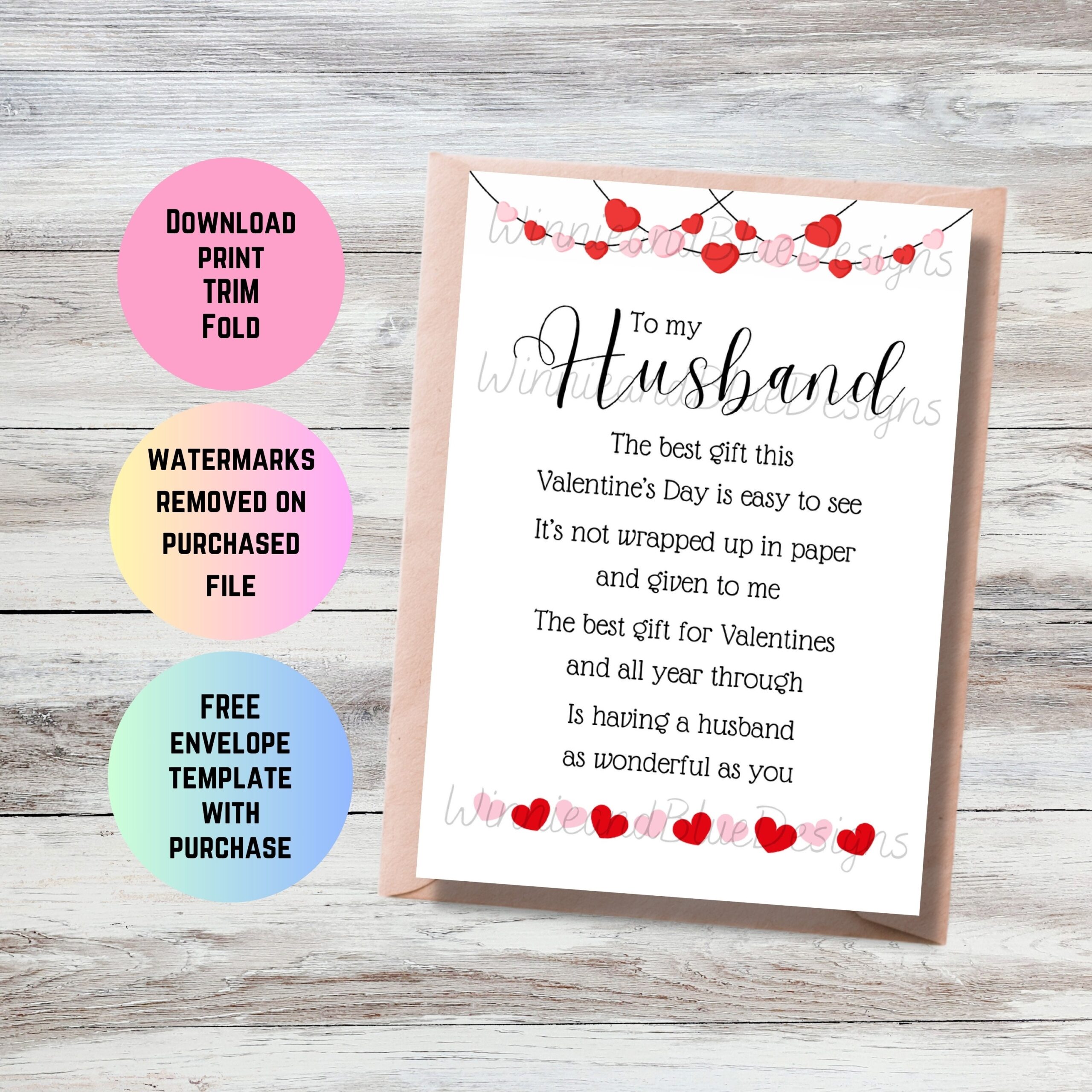 Printable Husband Valentines Day Card Valentine Poem Card For 