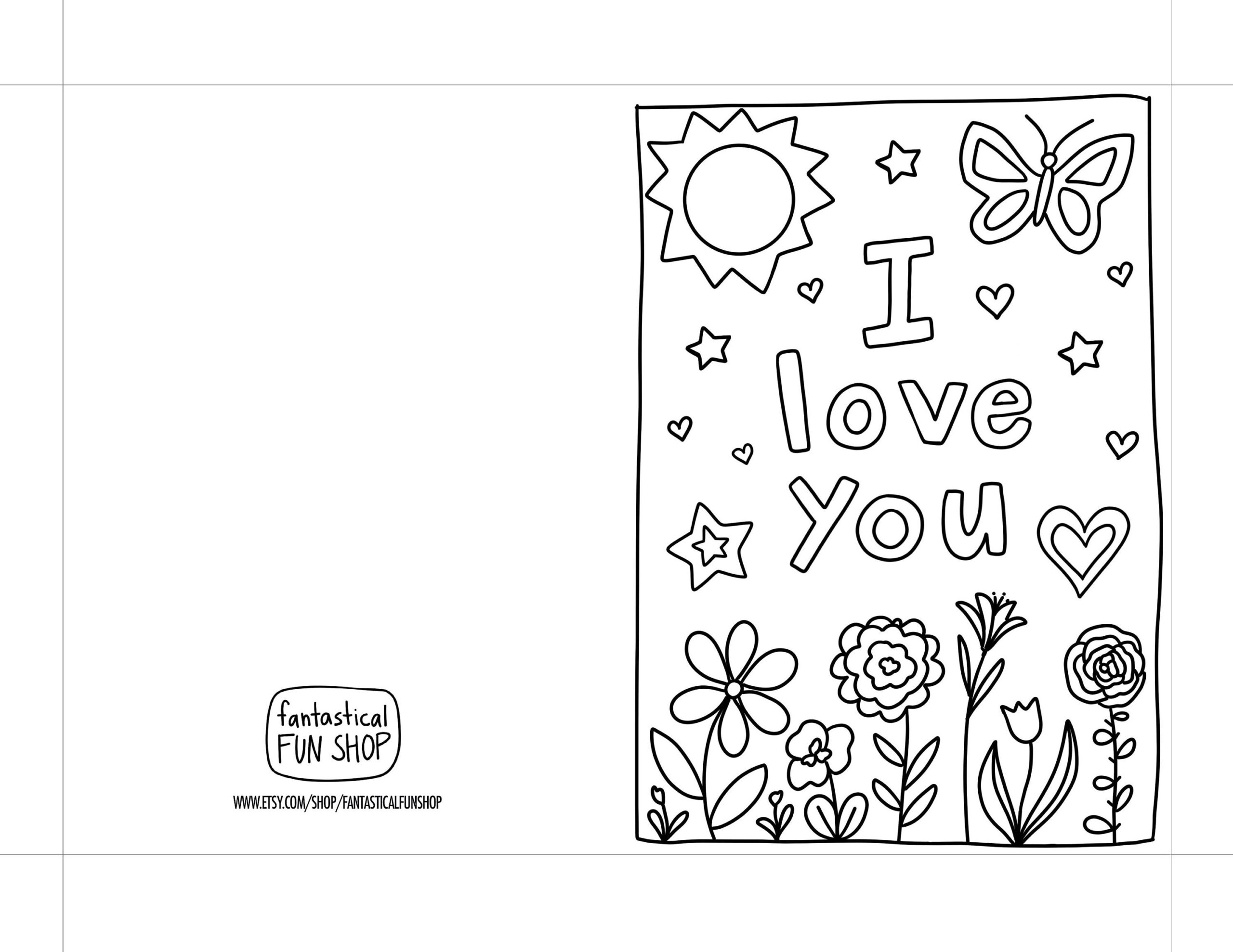 PRINTABLE I Love You Card From Child COLORABLE Thinking Of You Card From Kid Childrens Card Colorable Valentine Card Coloring Card 5x7 Etsy
