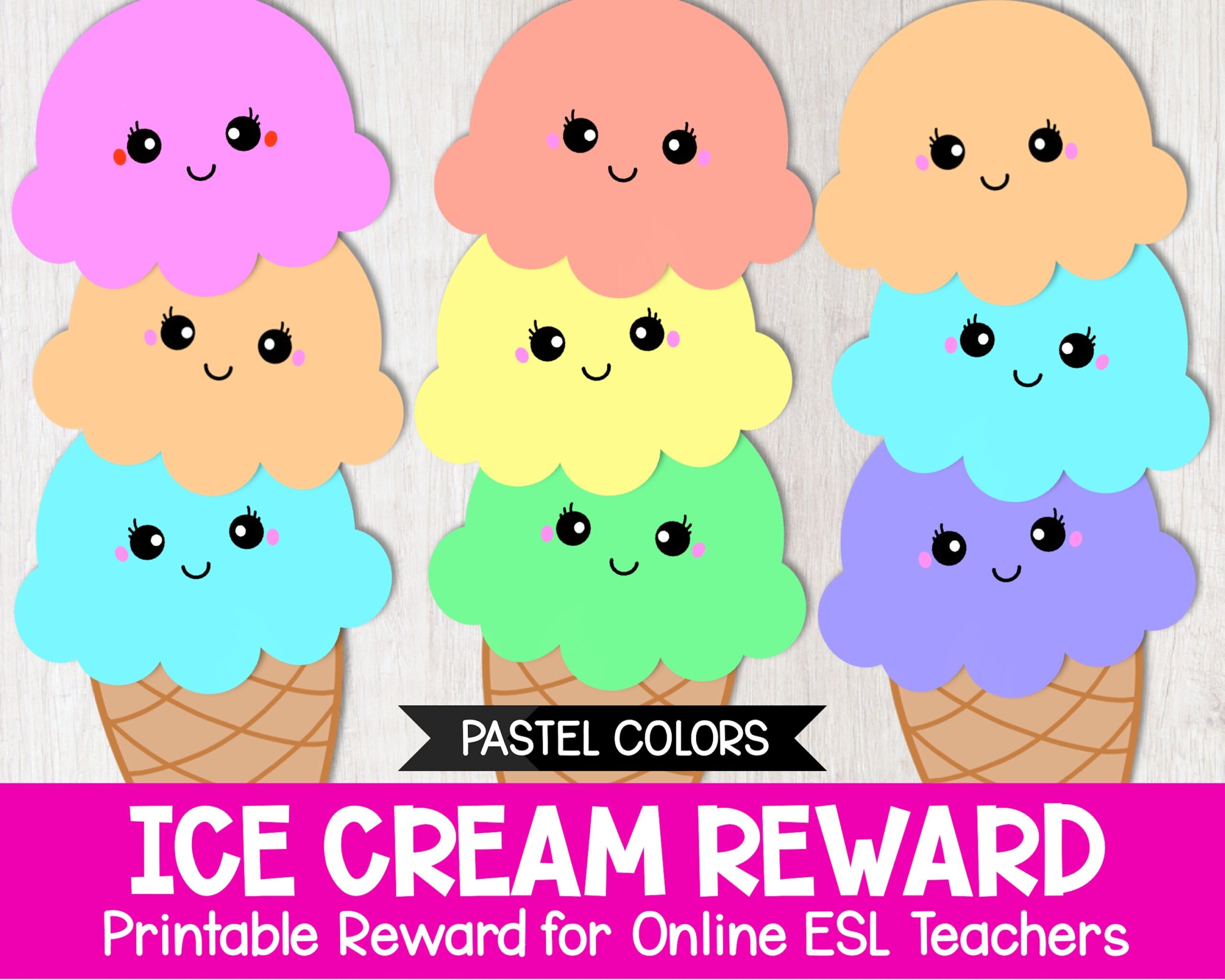 Printable Ice Cream Reward System For Online Teaching Colorful Ice Cream Reward And Prop For Online ESL Teachers Great For Beginner ESL Etsy